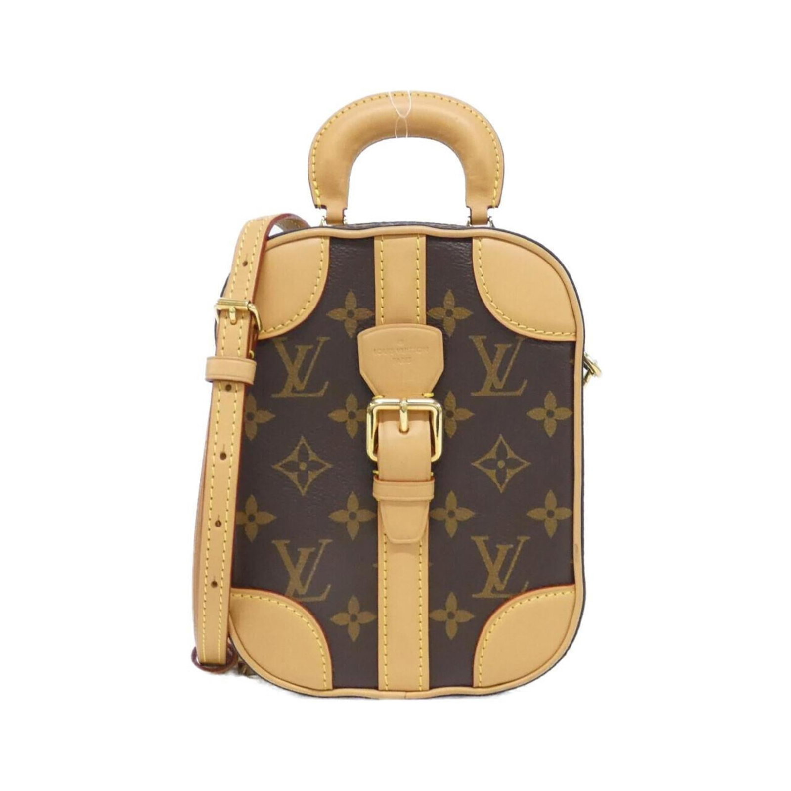 Canvas coated handbag Louis Vuitton: Canvas coated handbag Louis Vuitton Marron coated canvas handbag from Louis Vuitton, featuring gold hardware and a classic design. This used (very good) condition bag has a few traces of usage, some s