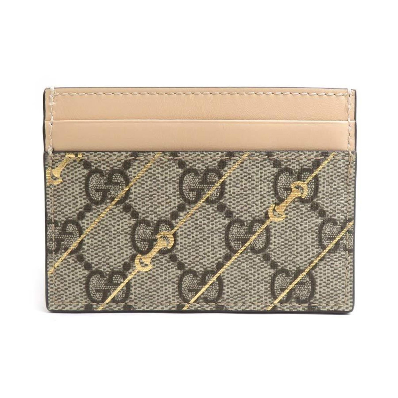 Gucci Leather Business Card Gg Supreme Case: Gucci Leather Business Card Gg Supreme Case Gucci Leather Business Card Gg Supreme Case features high-quality leather construction, with visible signs of use and minor scratches. The classic design