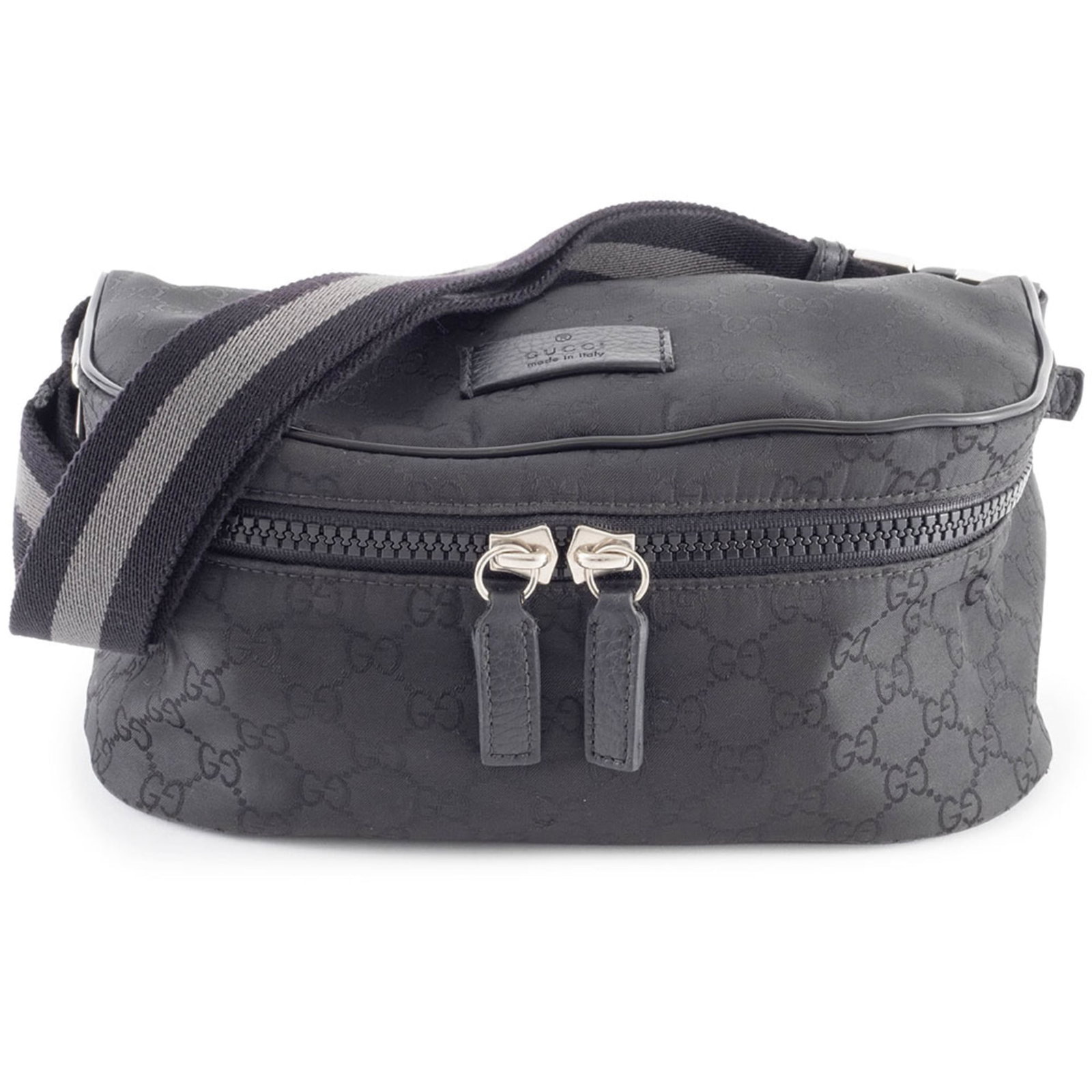 Gucci Nylon Pochette Bag Sling Shoulder Bag: Gucci Nylon Pochette Bag Sling Shoulder Bag Black Gucci Nylon Pochette Bag Sling Shoulder Bag with Zipper Closure, available for purchase. Measuring 12cm x 26cm x 9cm, it features a 94cm strap length