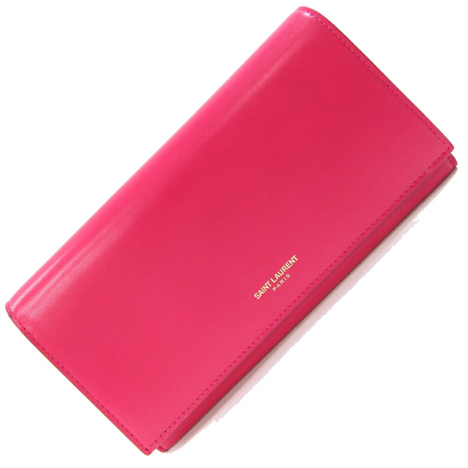 Saint Laurent leather wallet bi fold: Saint Laurent leather wallet bi fold This Saint Laurent leather bi-fold wallet features a soft pink color and classic design. Made from high-quality leather, it has a long, 10cm x 19cm size that provi