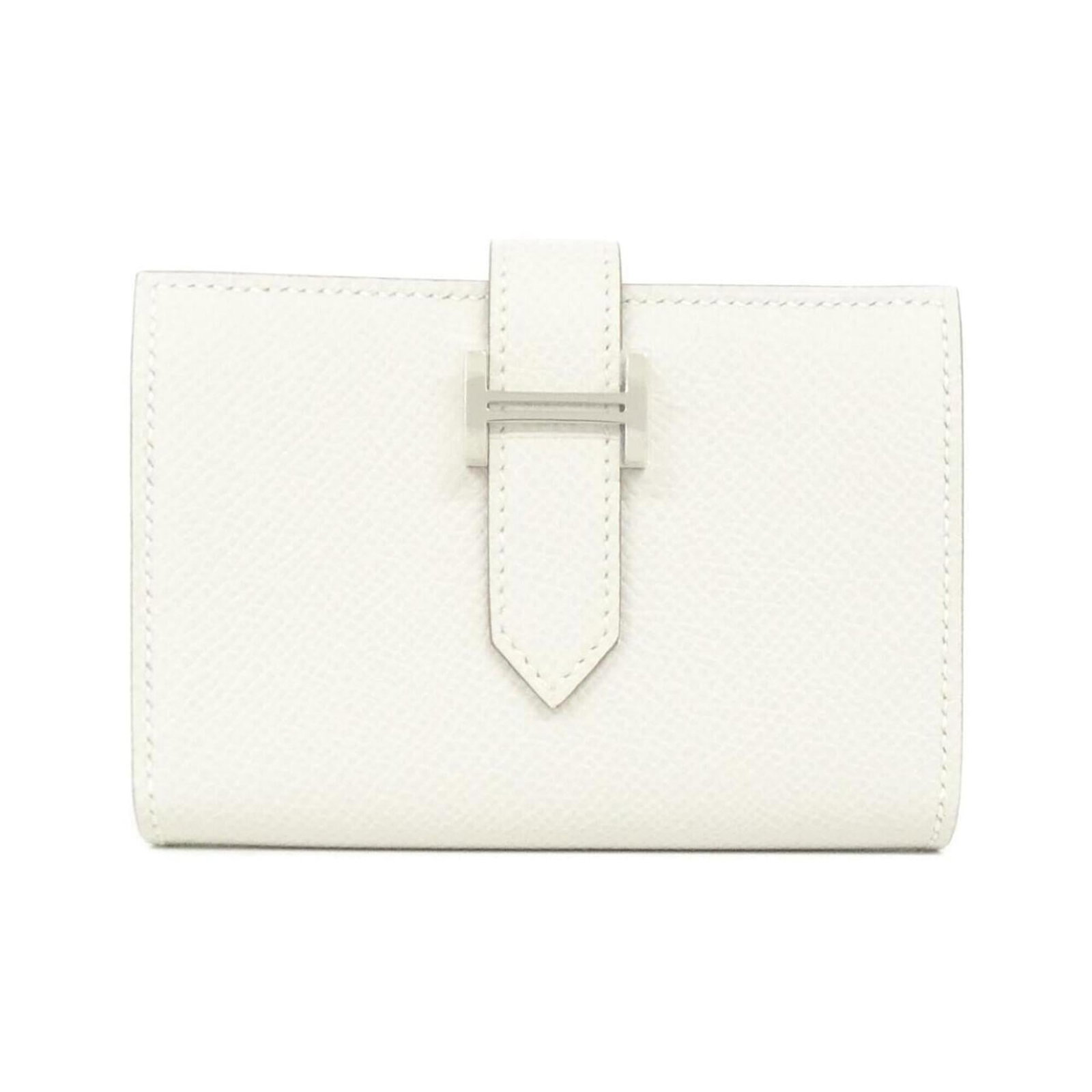 Hermes Wallet (Bi-Fold) Epsom Leather: Hermes Wallet (Bi-Fold) Epsom Leather Epsom Leather wallet with bi-fold design, featuring a classic and timeless style. Made from high-quality Epsom leather, this wallet has a subtle white color that