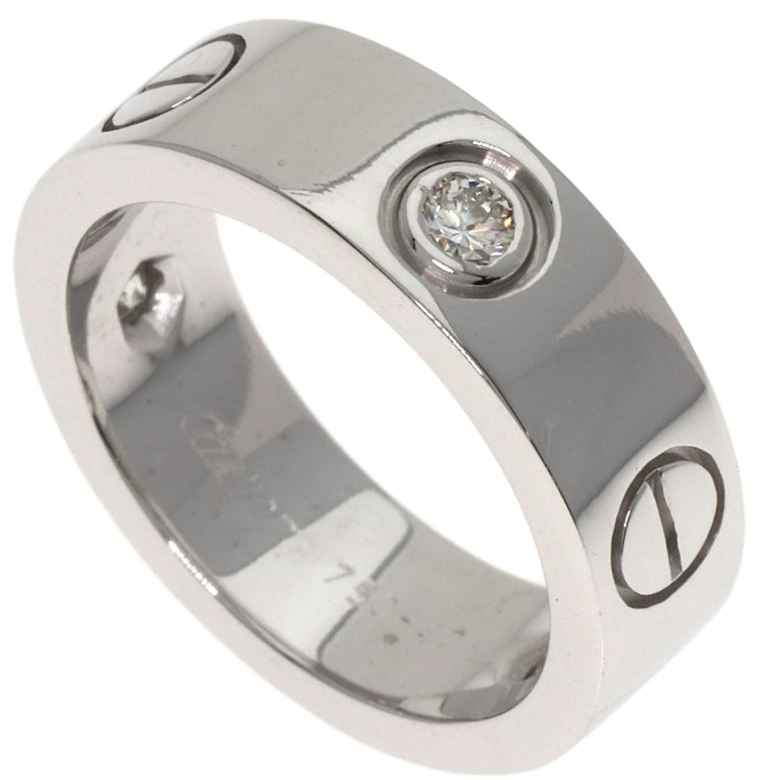 Love Cartier Ring Diamond White Gold 3P K18 #47: Love Cartier Ring Diamond White Gold 3P K18 #47 K18 White Gold Diamond Ring from Cartier, featuring a silver metal exterior and a diamond main stone. This stylish ring is crafted in high-quality K18