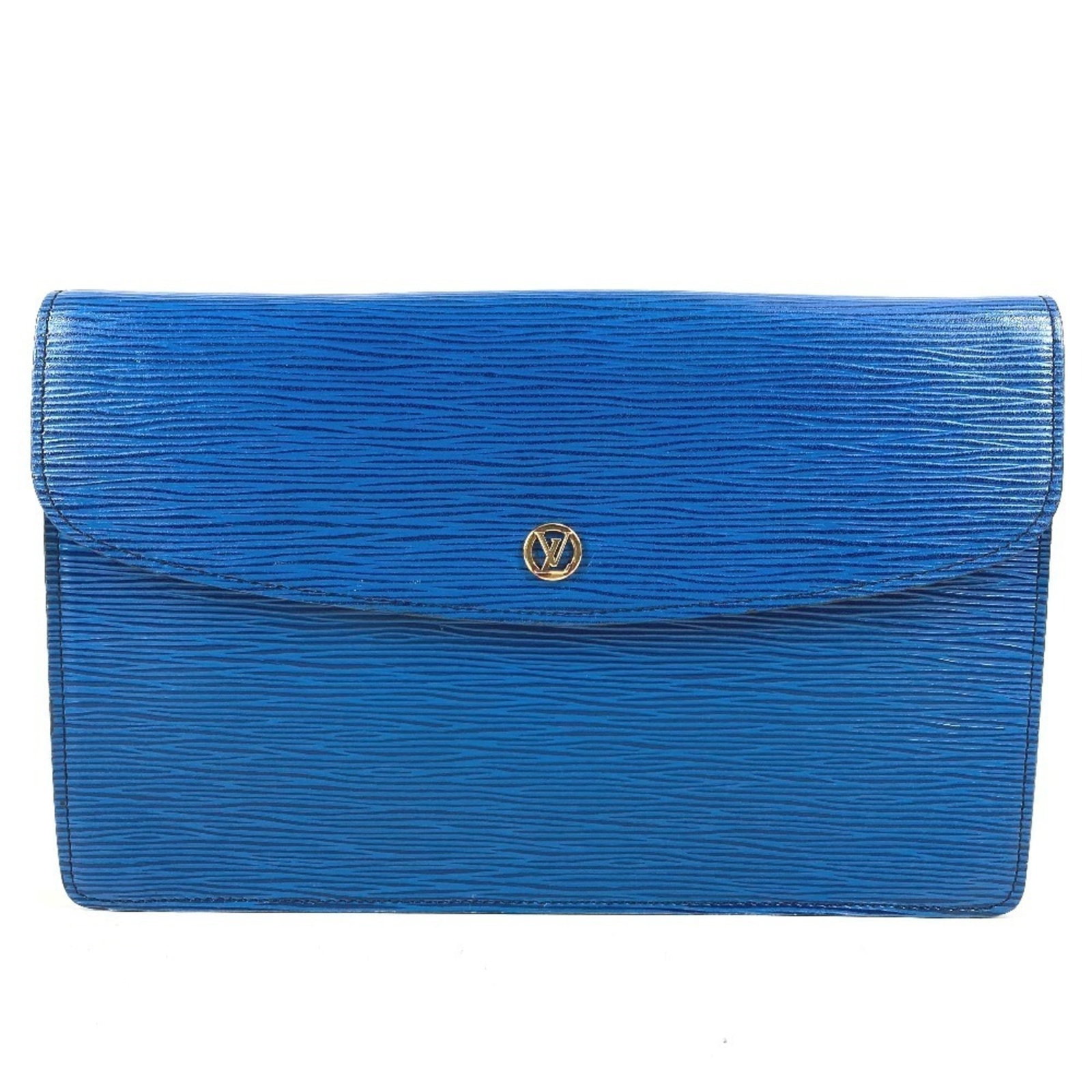 Louis Vuitton Clutch Epi Leather: Louis Vuitton Clutch Epi Leather Blue Louis Vuitton Clutch Epi Leather Bag for Women and Men, 17cm x 26.5cm. This used clutch bag features iconic Epi leather construction in Toledo Blue color, with
