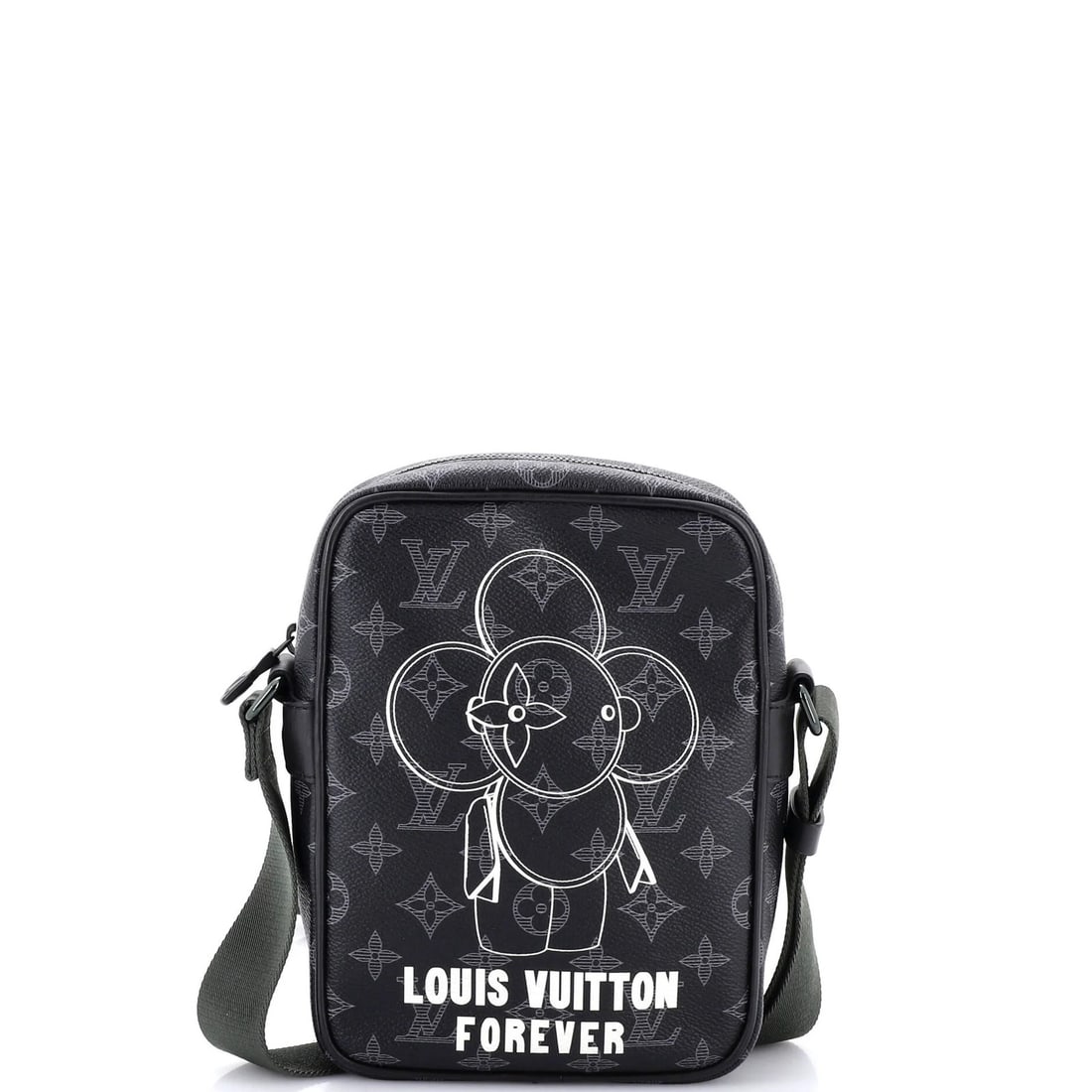Limited Edition Louis Vuitton Vivienne Monogram Danube PM Handbag: Limited Edition Louis Vuitton Vivienne Monogram Danube PM Handbag Black canvas coated Louis Vuitton Vivienne Monogram Danube PM handbag with minor scuffs, creases, and corner wear. This limited