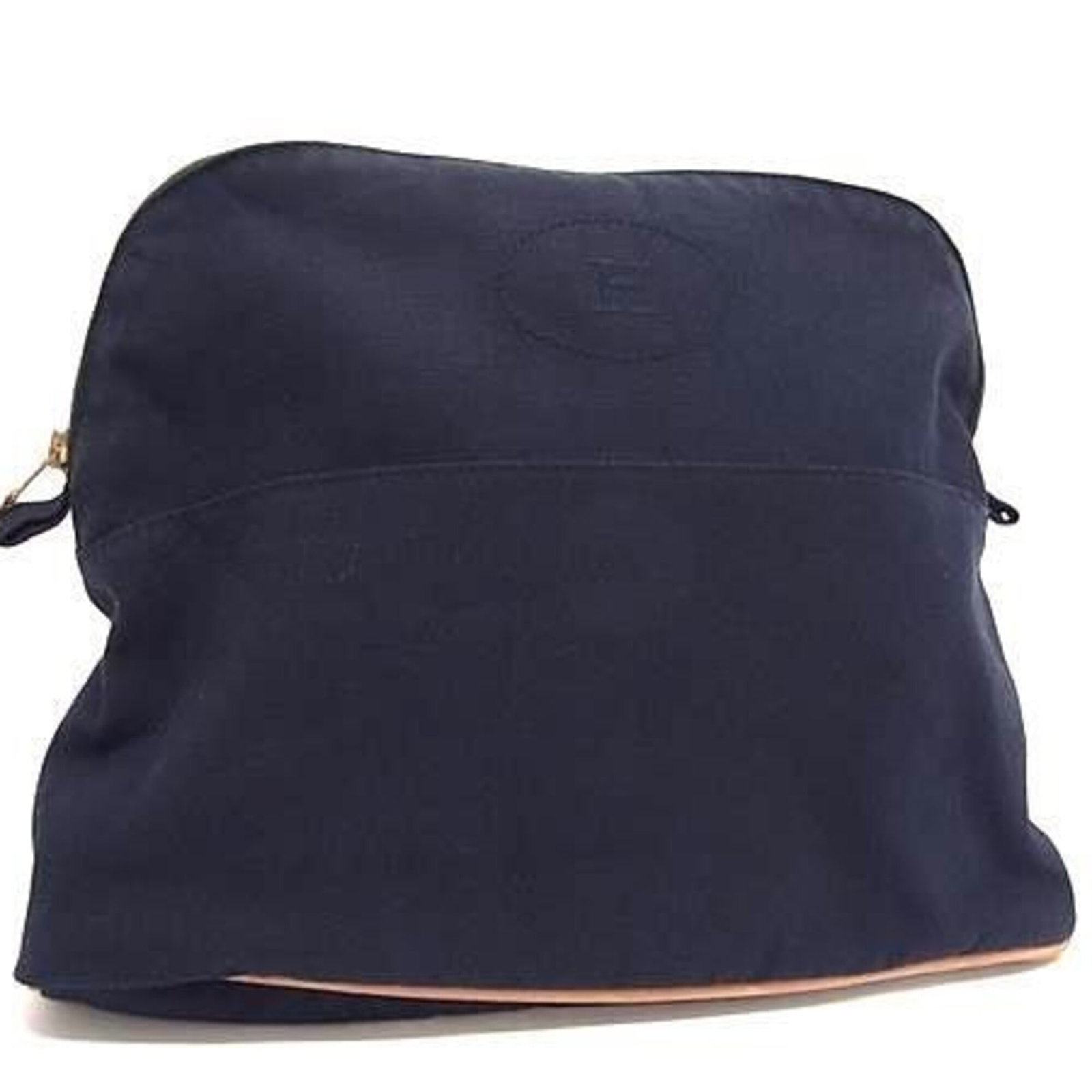 Cotton Pouch by Hermes: Cotton Pouch by Hermes Cotton Pouch by Hermes. This navy cotton pouch bears the signature of its creator, with visible traces of usage and minor scratches. In good condition despite its age, it