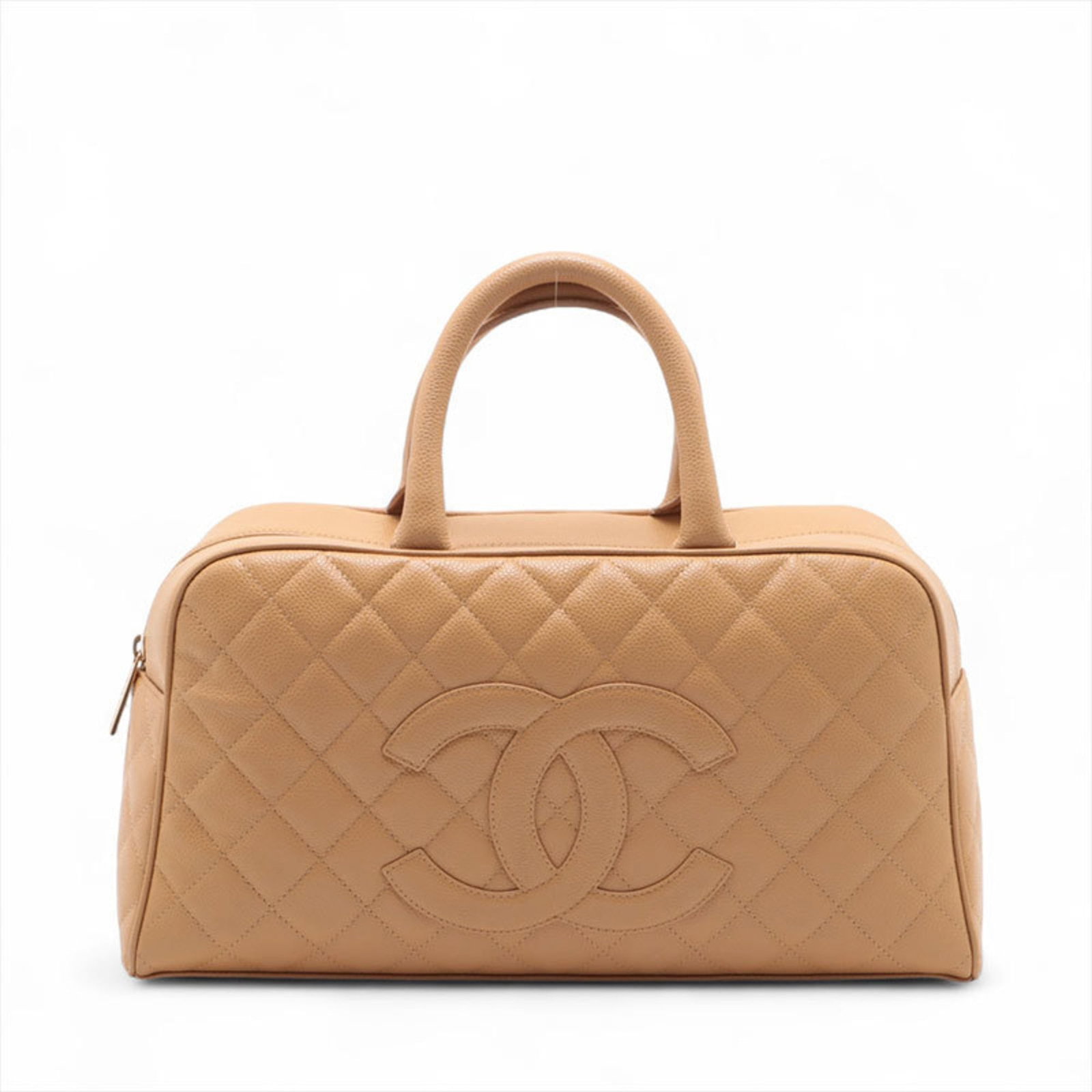 Chanel Handbag Grained Calfskin: Chanel Handbag Grained Calfskin Grained Calfskin Beige Chanel Handbag for Sale - A Pre-Owned Classic. This used Chanel handbag features a timeless design with a beigeskin exterior, showcasing the
