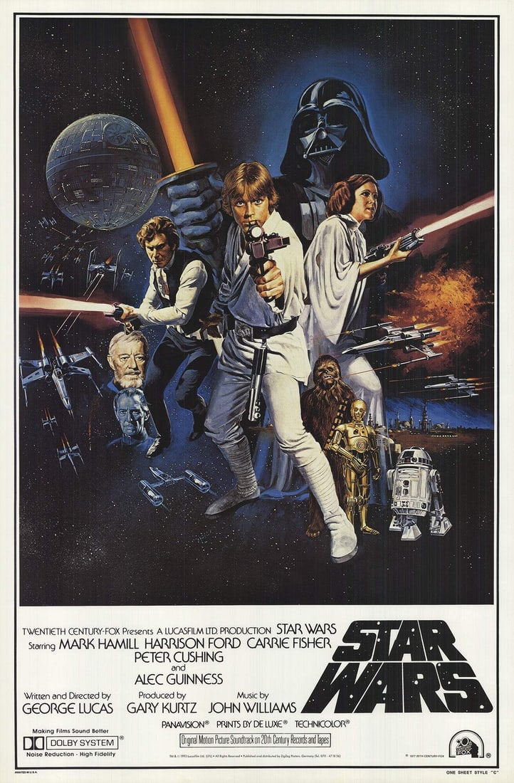 Offset Lithograph 1993 Artist Unknown STAR WARS 40.25 X 26.5 (1 of 4)