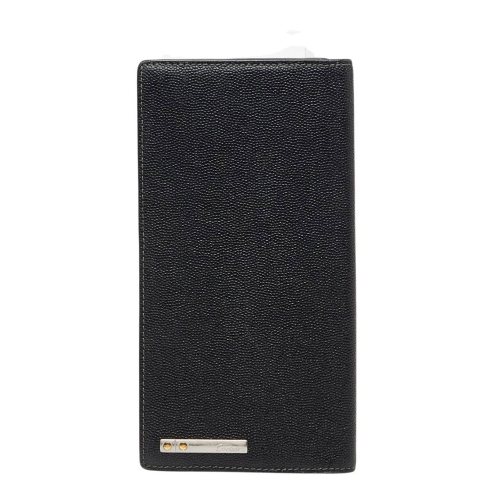 Long Wallet Leather Bi Fold Cartier: Long Wallet Leather Bi Fold Cartier Cartier Long Wallet Leather Bi Fold in Black. This long wallet features a classic bi-fold design made from high-quality leather, with a size that measures 19cm x