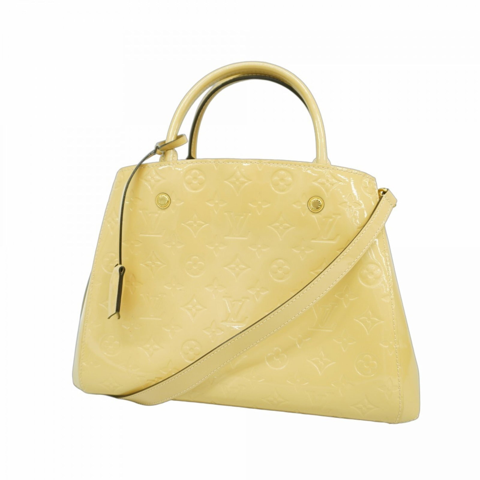 Handbag by Louis Vuitton: Handbag by Louis Vuitton Dune-colored Louis Vuitton handbag with a classic design, measuring 25cm x 35cm x 10cm. The bag shows signs of usage, including scratches and dirt, but remains in good
