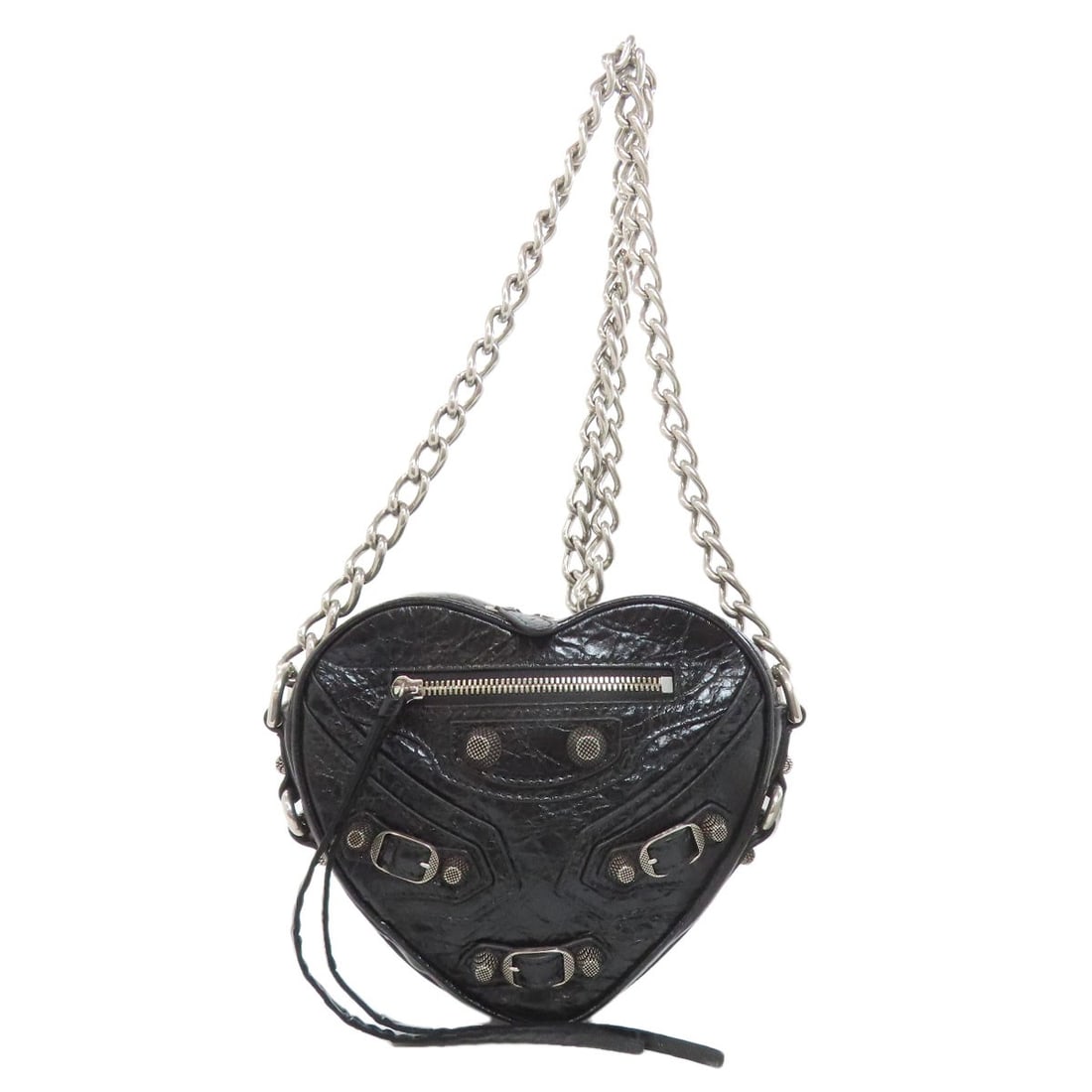 Heart Motif Leather Shoulder Bag: Heart Motif Leather Shoulder Bag Black leather shoulder bag with a distinctive heart motif, crafted from high-quality materials. This stylish accessory boasts a sleek and sophisticated design that