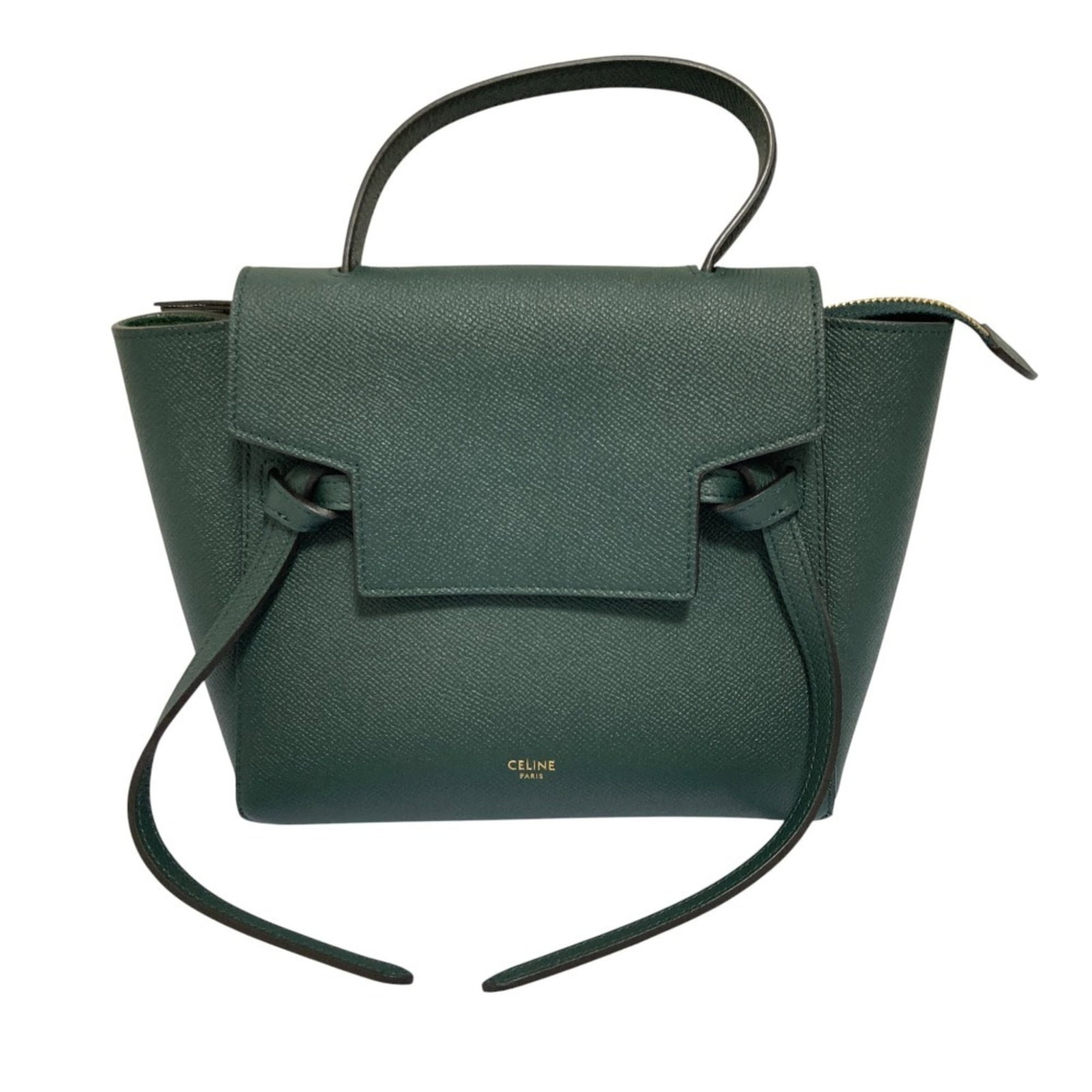 Celine Suede Handbag Bag Shoulder: Celine Suede Handbag Bag Shoulder Suede green shoulder bag from Celine, measuring 16cm x 20cm x 11cm. This used item has hardly any traces of usage and is in like new condition. The bag features