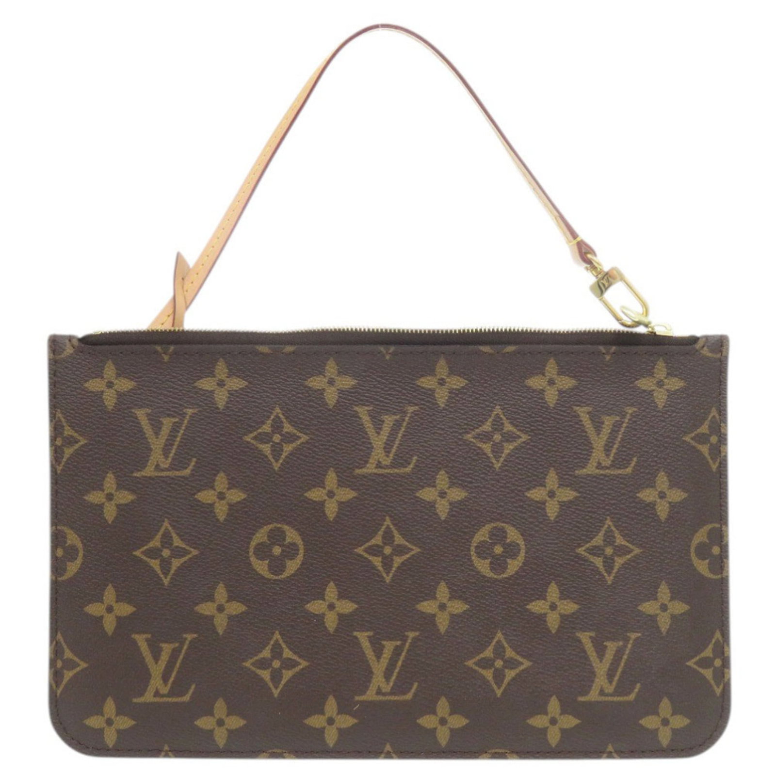 Louis Vuitton Pouch Monogram: Louis Vuitton Pouch Monogram Brown Monogram Louis Vuitton Pouch, featuring the iconic LV monogram pattern, measures 15cm x 24.5cm and has a few traces of usage with some scratches and dirt visible. Th