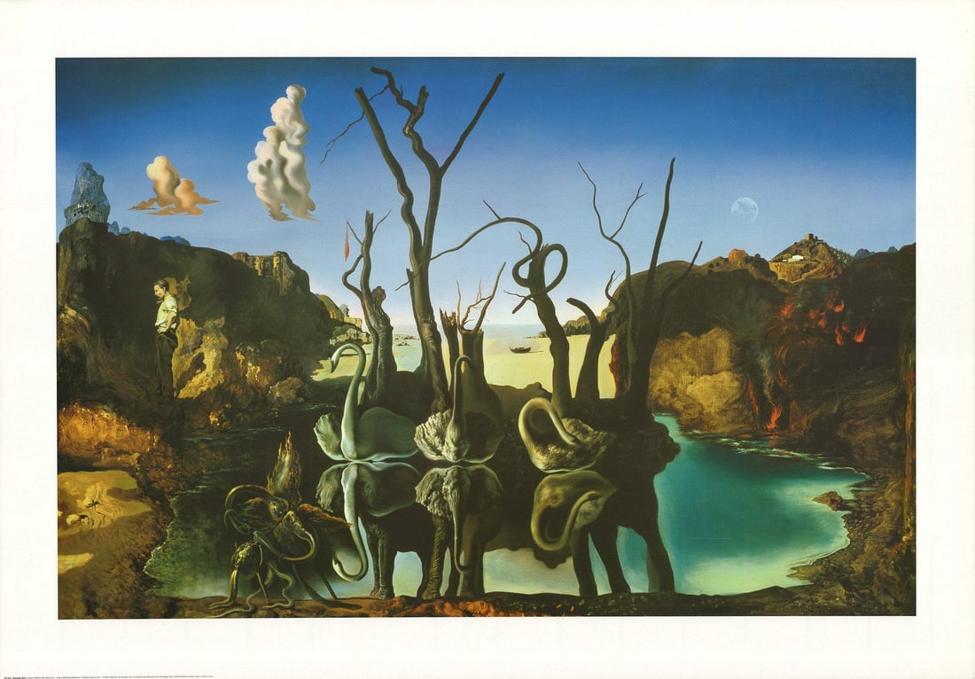 SALVADOR DALI Swans Reflecting Elephants 27.5" x 39.25" Offset Lithograph 1994 S (1 of 4)