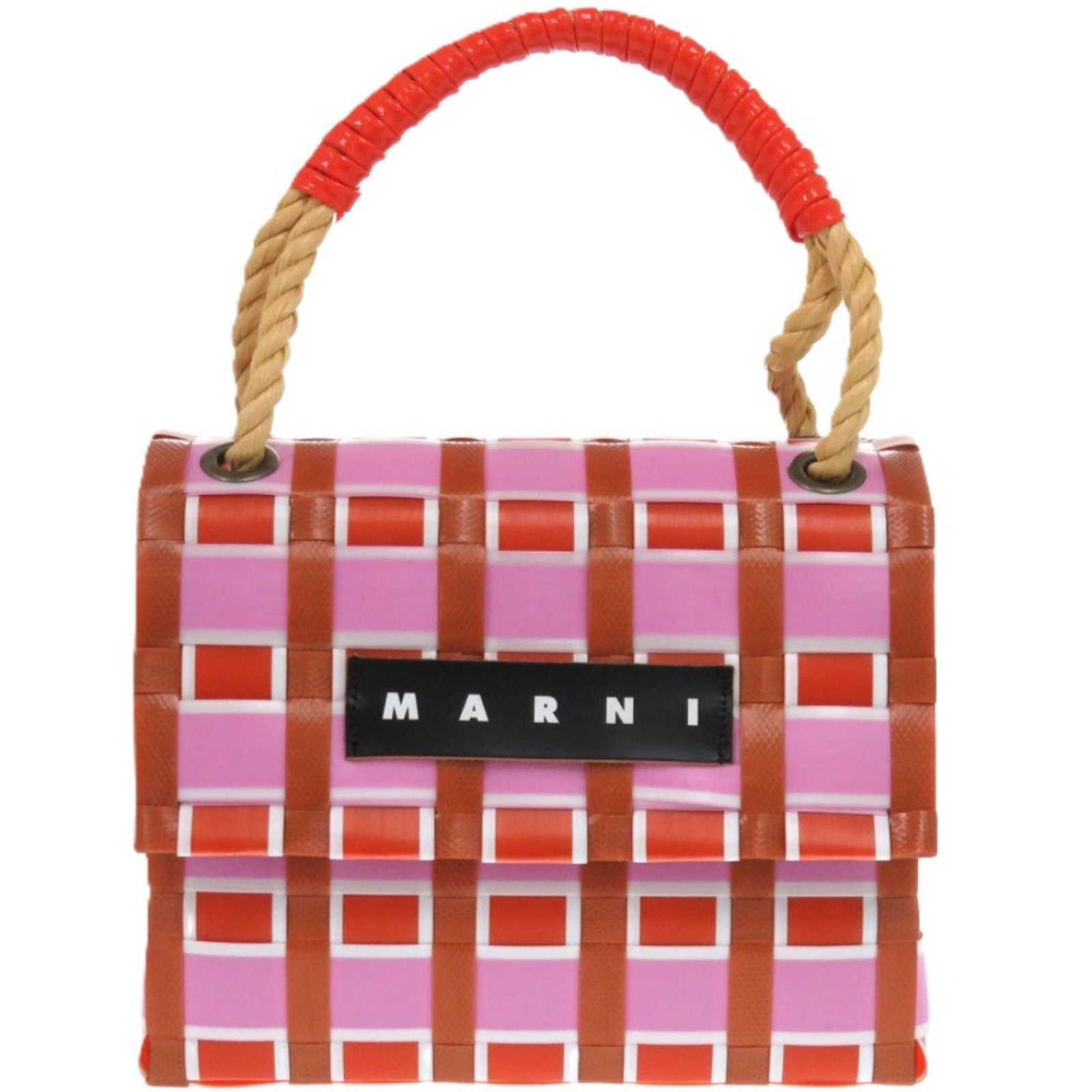Polypropylene Marni Tote Bag: Polypropylene Marni Tote Bag Pink and Red Polypropylene Marni Tote Bag. This like-new tote bag features the iconic polypropylene material, measuring 19cm x 23cm x 12cm, making it a compact yet