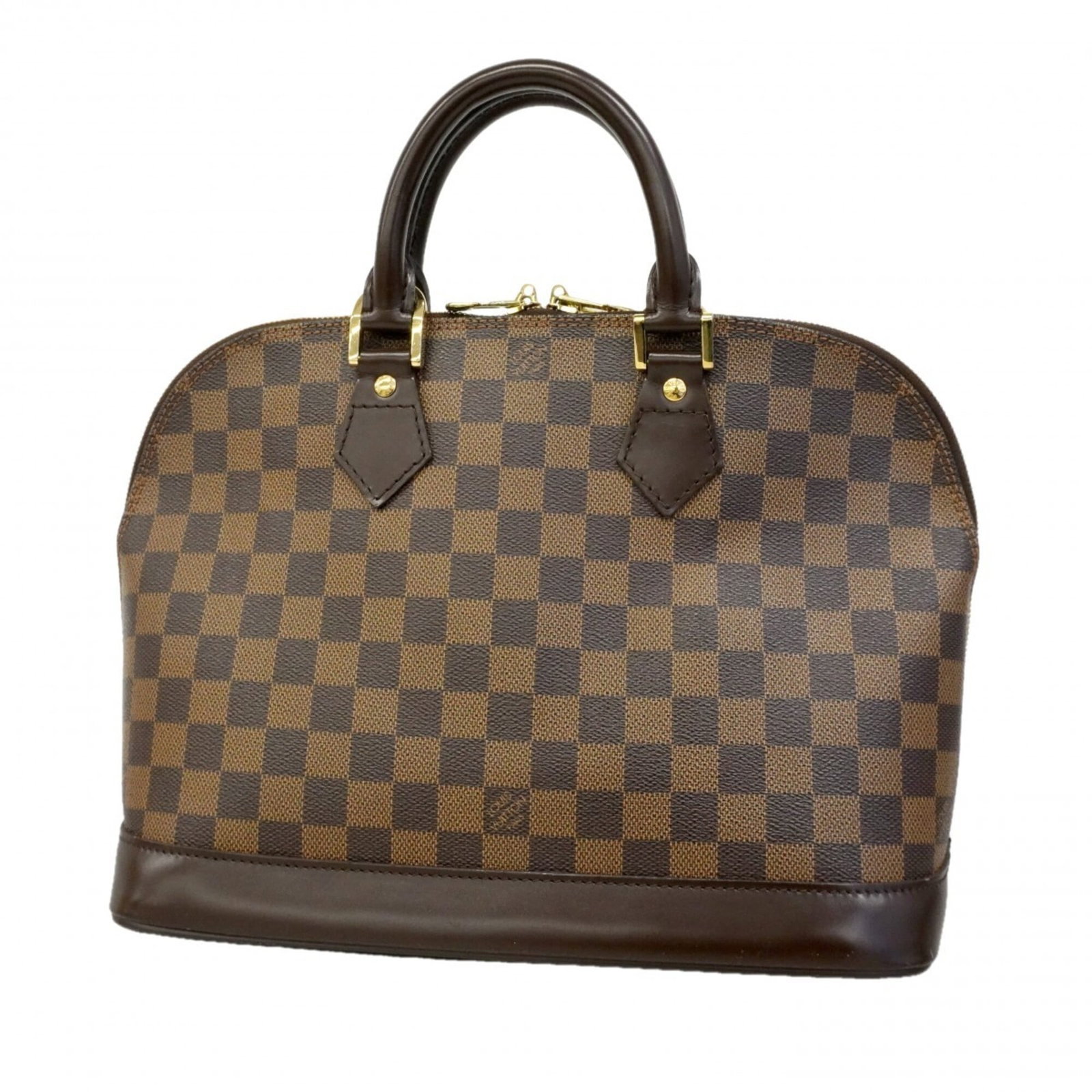 Handbag by Louis Vuitton: Handbag by Louis Vuitton Used Louis Vuitton handbag in Ebene color, measuring 23.5cm x 30cm x 16cm, with traces of usage and minor scratches/dirt visible. The bag bears a signature but no further info