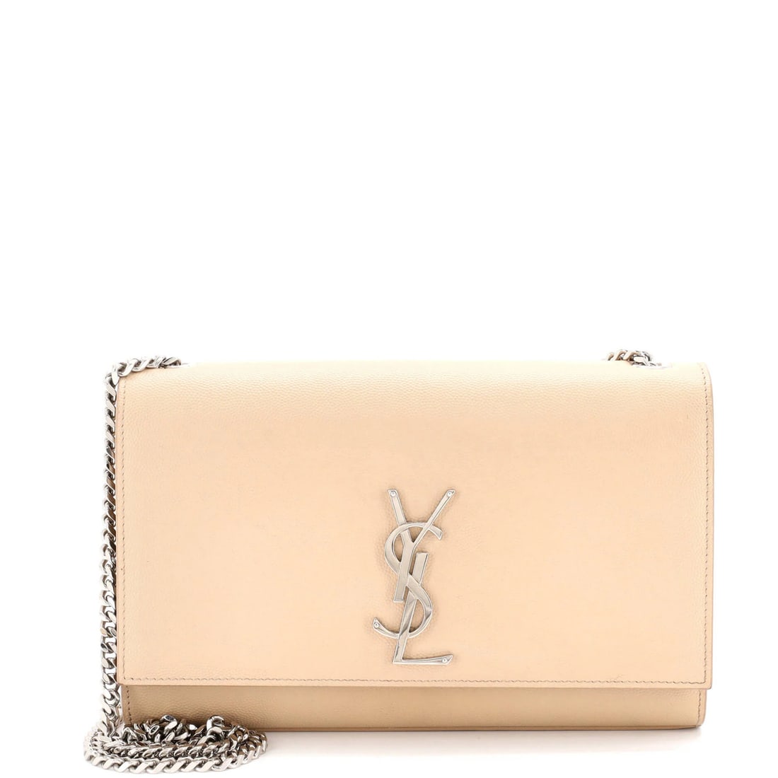 Monogram Crossbody Bag Leather Grainy Medium Classic Saint Laurent: Monogram Crossbody Bag Leather Grainy Medium Classic Saint Laurent Medium Classic Monogram Crossbody Bag from Saint Laurent features a grainy leather exterior in neutral tones, with heavy cracking on 