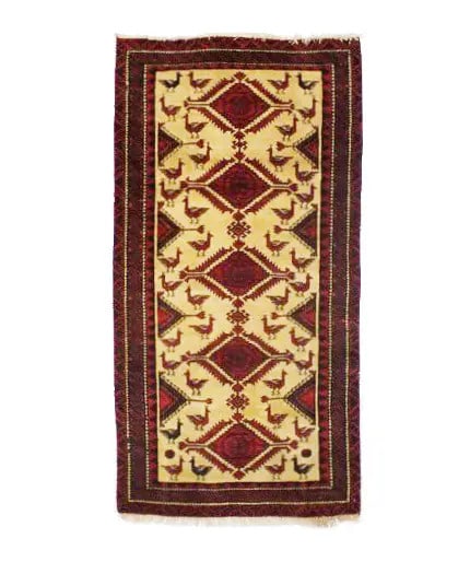 Handmade Semi-Antique Wool Area Rug Beige Oriental Tribal Home Decor 3X6 ft (1 of 12)
