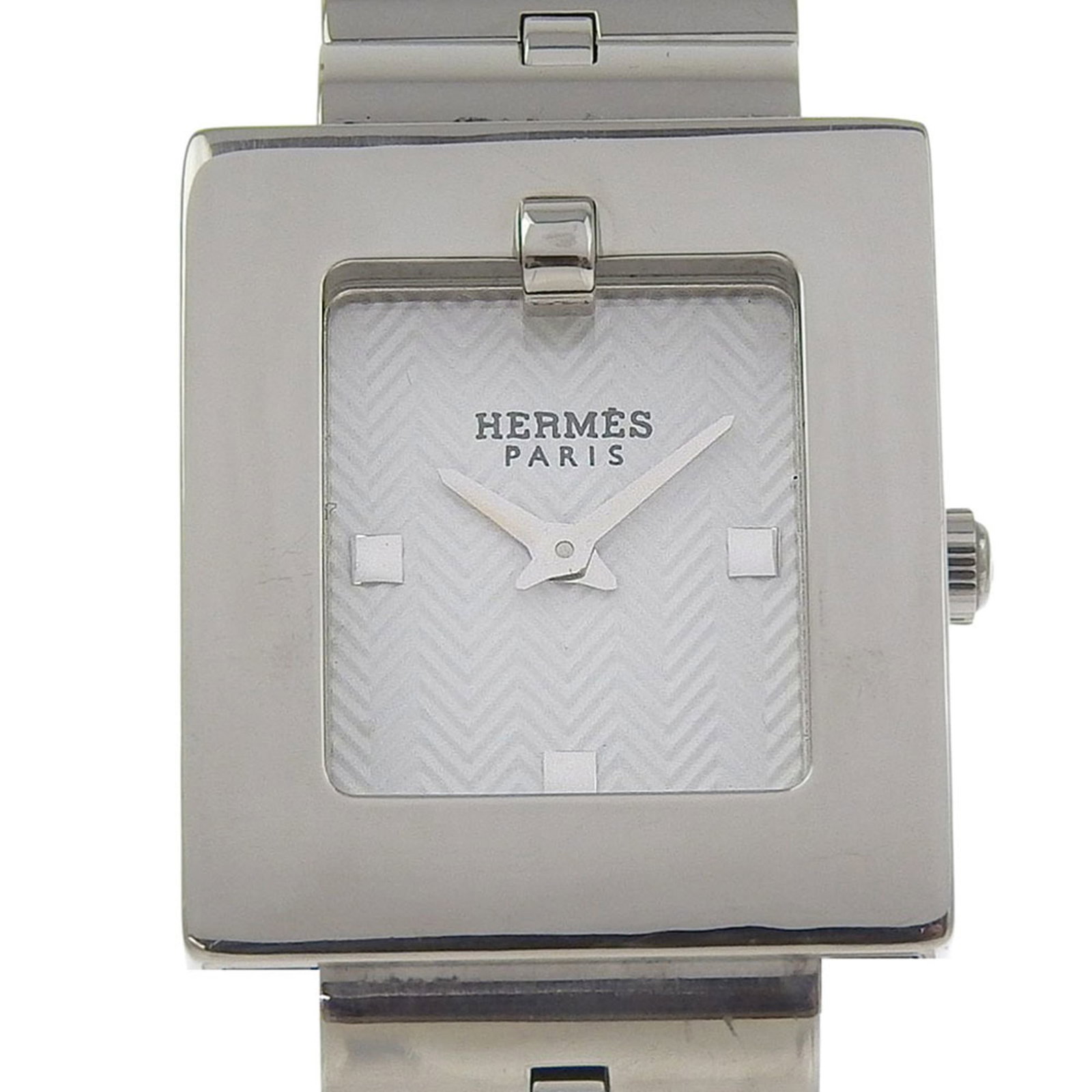 Wristwatch by Hermes: Wristwatch by Hermes Stainless steel case and band, white analog dial, and classic design make this Hermes wristwatch a timeless piece. With its 22mm diameter and 7mm thickness, it's designed to fit