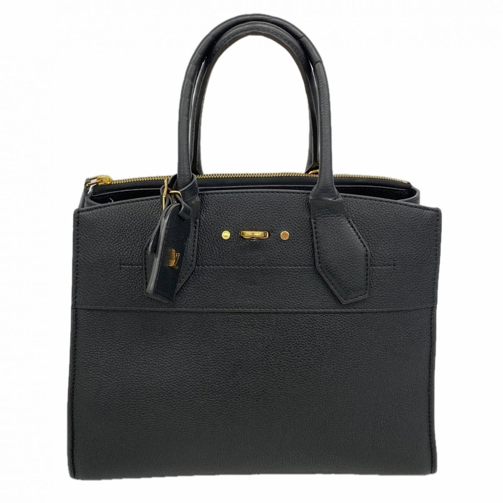 Handbag by Louis Vuitton: Handbag by Louis Vuitton This Louis Vuitton handbag boasts its signature Noir color and classic design. Measuring 25cm x 31cm x 14cm, it features a timeless silhouette with subtle signs of usage, incl