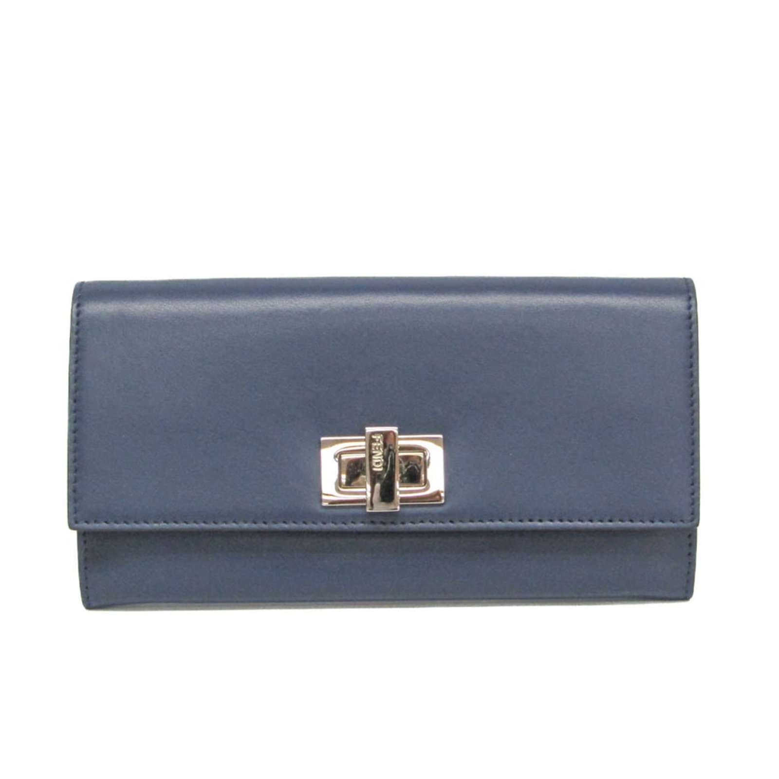 Long wallet leather Fendi Bi fold: Long wallet leather Fendi Bi fold Navy long wallet with Fendi Bi-fold design, featuring an inner card slot and made from high-quality leather. The classic bi-fold style offers a timeless look, while