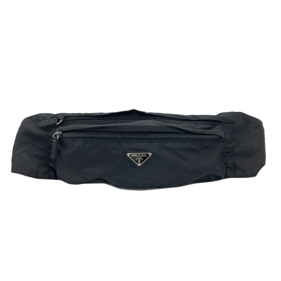 Logo Hardware Bag Body Nylon Prada: Logo Hardware Bag Body Nylon Prada Black PRADA body bag made from nylon, featuring a sleek and modern design. The simple yet stylish exterior complements the bag's functional interior, making it a
