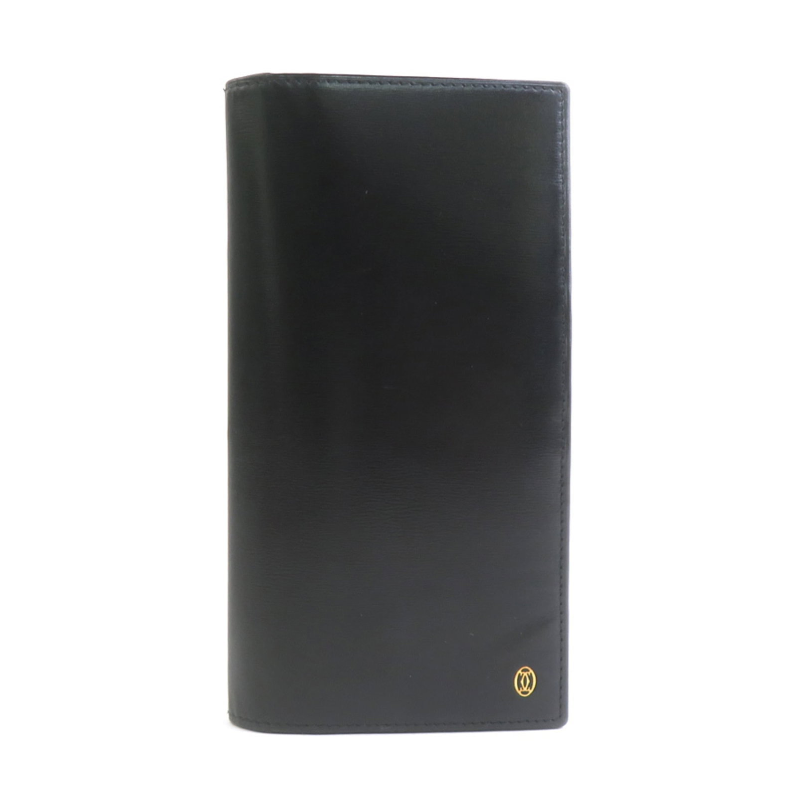 Long Wallet Leather Bi Fold Cartier: Long Wallet Leather Bi Fold Cartier Cartier's iconic long wallet design, crafted from high-quality leather, boasts a sleek black finish. With its bi-fold structure and compact size, this used Cartier