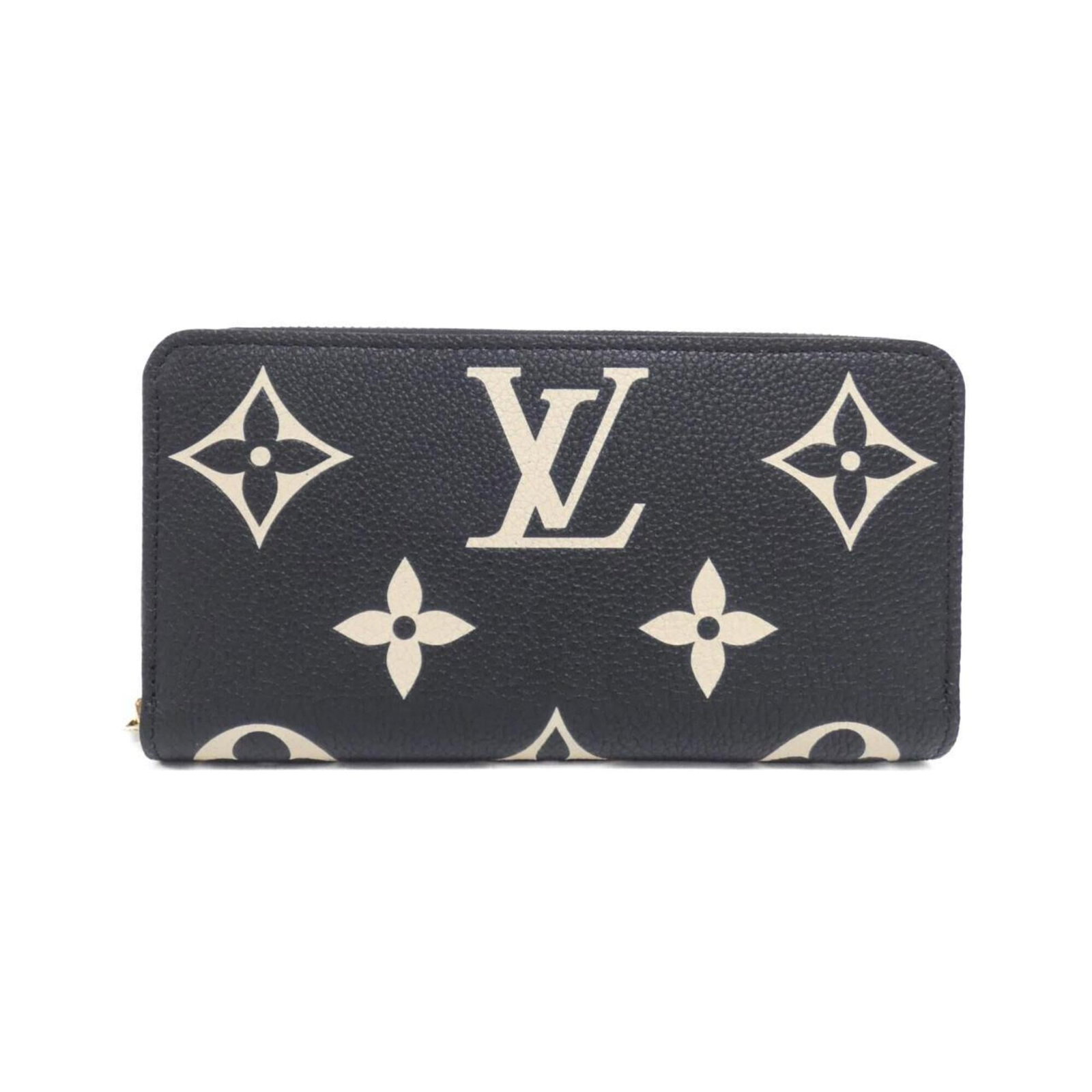 Louis Vuitton Bi Fold Monogram Empreinte Wallet: Louis Vuitton Bi Fold Monogram Empreinte Wallet This Louis Vuitton Bi Fold Monogram Empreinte Wallet boasts the iconic monogram pattern in beige and black hues, characteristic of the brand's signature
