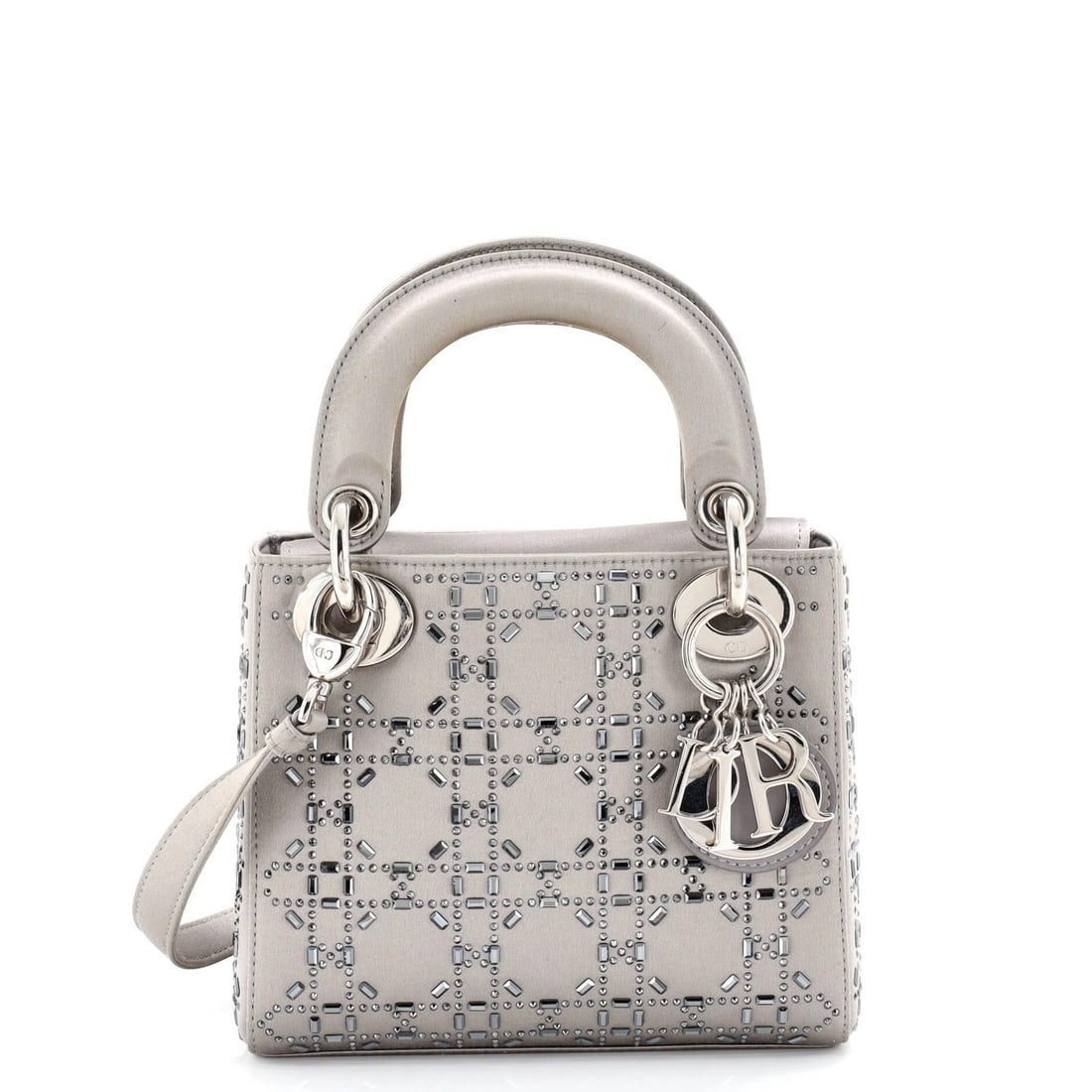 Christian Dior Lady Dior Bag Crystal Embellished Cannage Quilt Satin Mini: Christian Dior Lady Dior Bag Crystal Embellished Cannage Quilt Satin Mini The Christian Dior Lady Dior Bag Crystal Embellished Cannage Quilt Satin Mini boasts elegant satin exterior and interior,