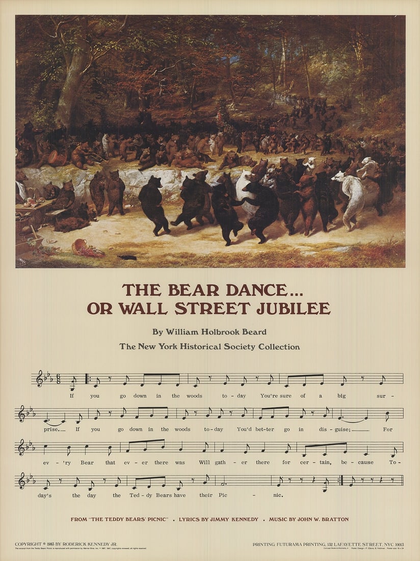PAUL DAVIS The Bear Dance...Or Wall Street Jubilee II 24" x 18" Offset Lithograp (1 of 4)