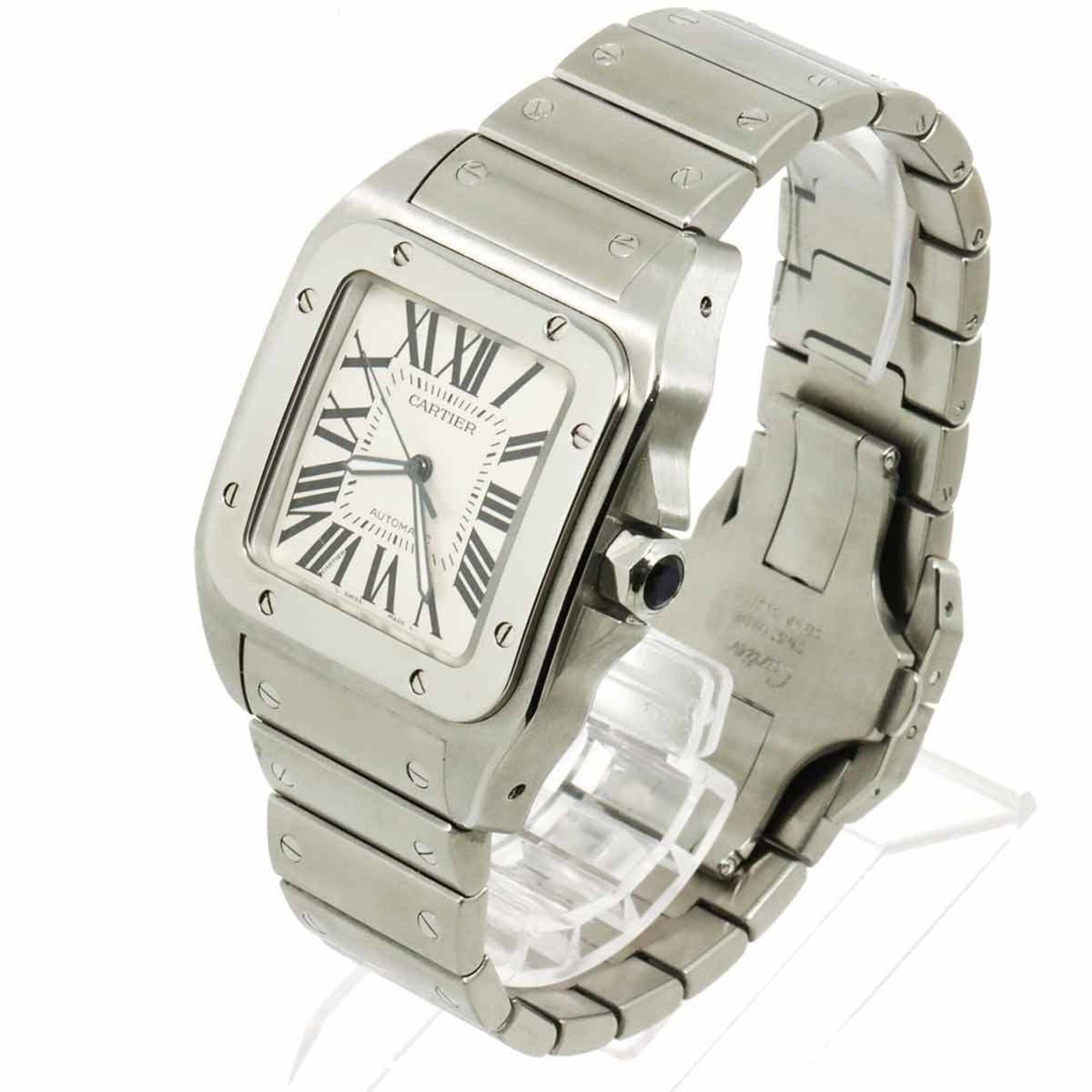 Cartier Wristwatch: Cartier Wristwatch Stainless steel case and band, a sleek silver dial, and a classic design make this Cartier wristwatch a timeless accessory. With its 38mm diameter and adjustable 20cm length, it's