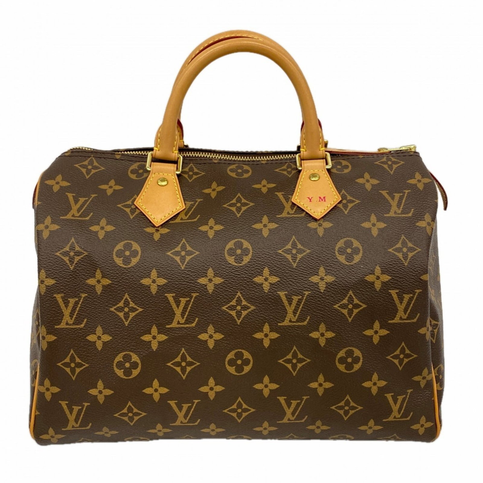 Handbag by Louis Vuitton: Handbag by Louis Vuitton Brown Louis Vuitton handbag with a classic design, measuring 22cm x 30cm x 17.5cm. The bag shows signs of usage, including scratches and dirt, but remains in good condition ov