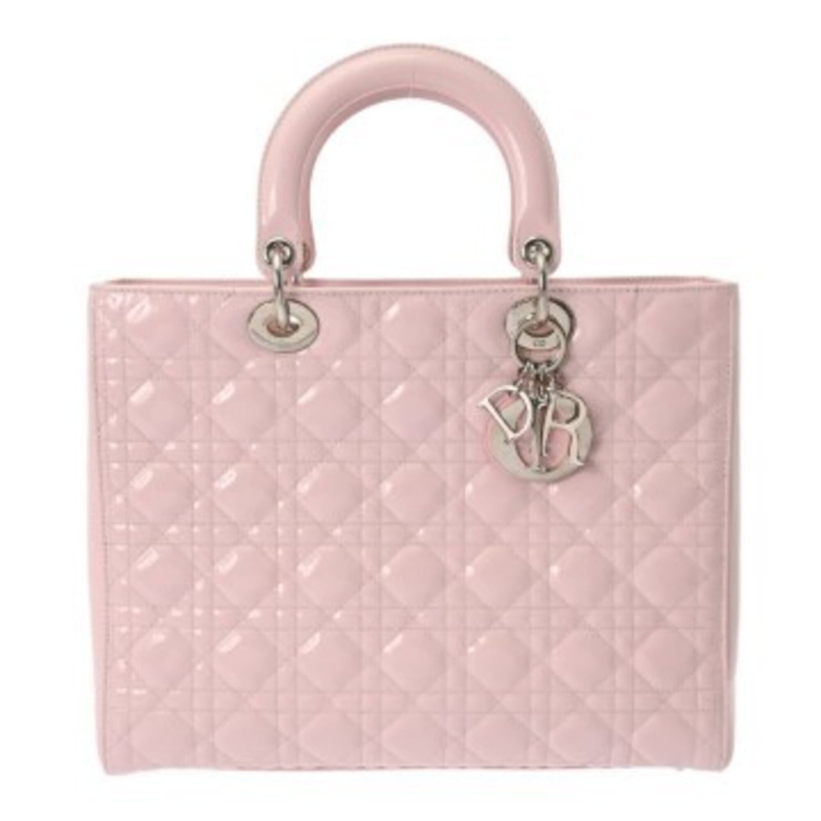 Christian Dior Handbag Leather: Christian Dior Handbag Leather This Christian Dior handbag features high-quality calfskin leather in a soft pink hue, adorned with silver hardware. The bag's classic design and elegant color make it a
