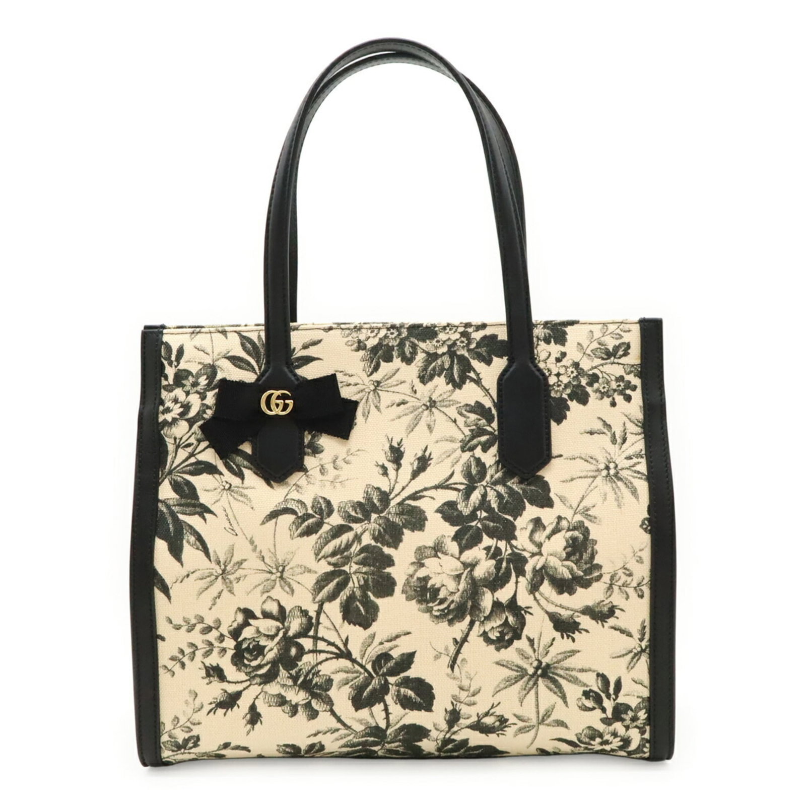 Tote bag canvas leather shoulder bag Gucci: Tote bag canvas leather shoulder bag Gucci Canvas and leather combine in this Gucci tote bag, featuring a classic design with beige and black hues. The bag measures 28cm x 32.5cm x 11cm and is in mint