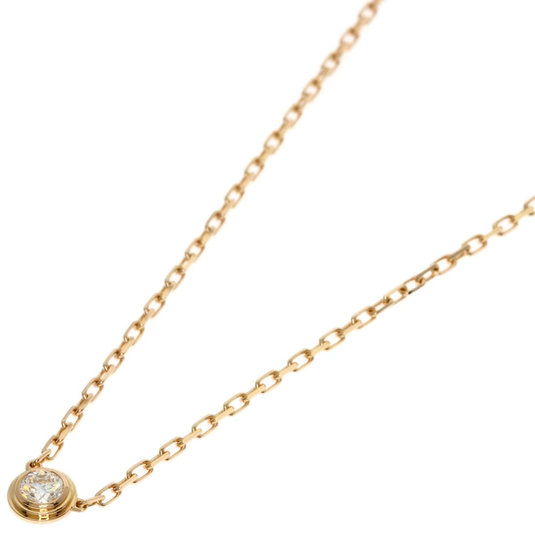 Sm Diamantleger Diamond Cartier K18 Pink Gold Damour Necklace: Sm Diamantleger Diamond Cartier K18 Pink Gold Damour Necklace K18 Pink Gold Damour Necklace with Diamond from Cartier, featuring a striking gold metal exterior and a central diamond main stone. This e