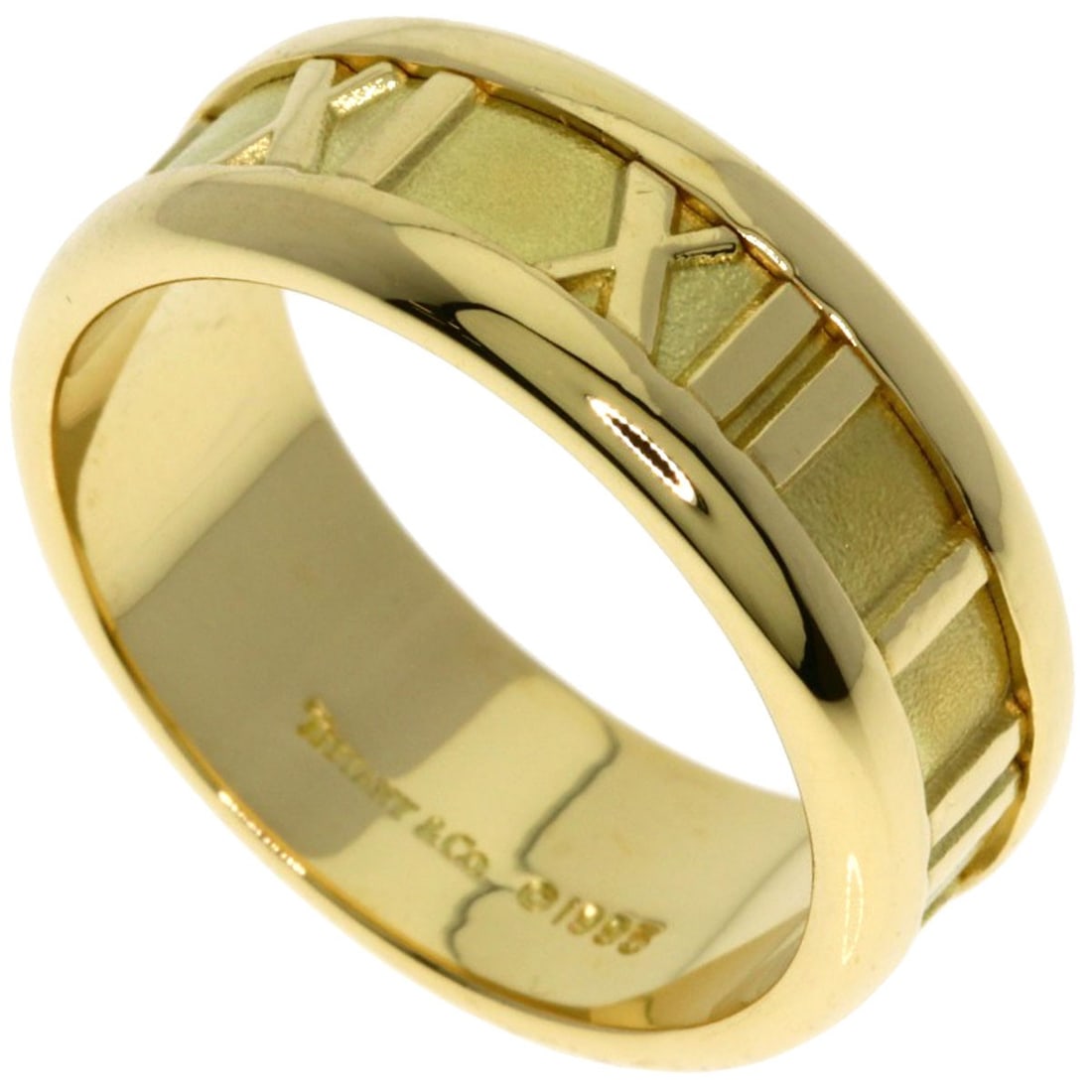 Tiffany&Co. Atlas Ring K18 Yellow Gold: Tiffany&Co. Atlas Ring K18 Yellow Gold K18 Yellow Gold Atlas Ring - A stunning piece from Tiffany&Co., featuring the iconic Atlas design in 18k gold. This ring boasts a sleek, modern aesthetic with it