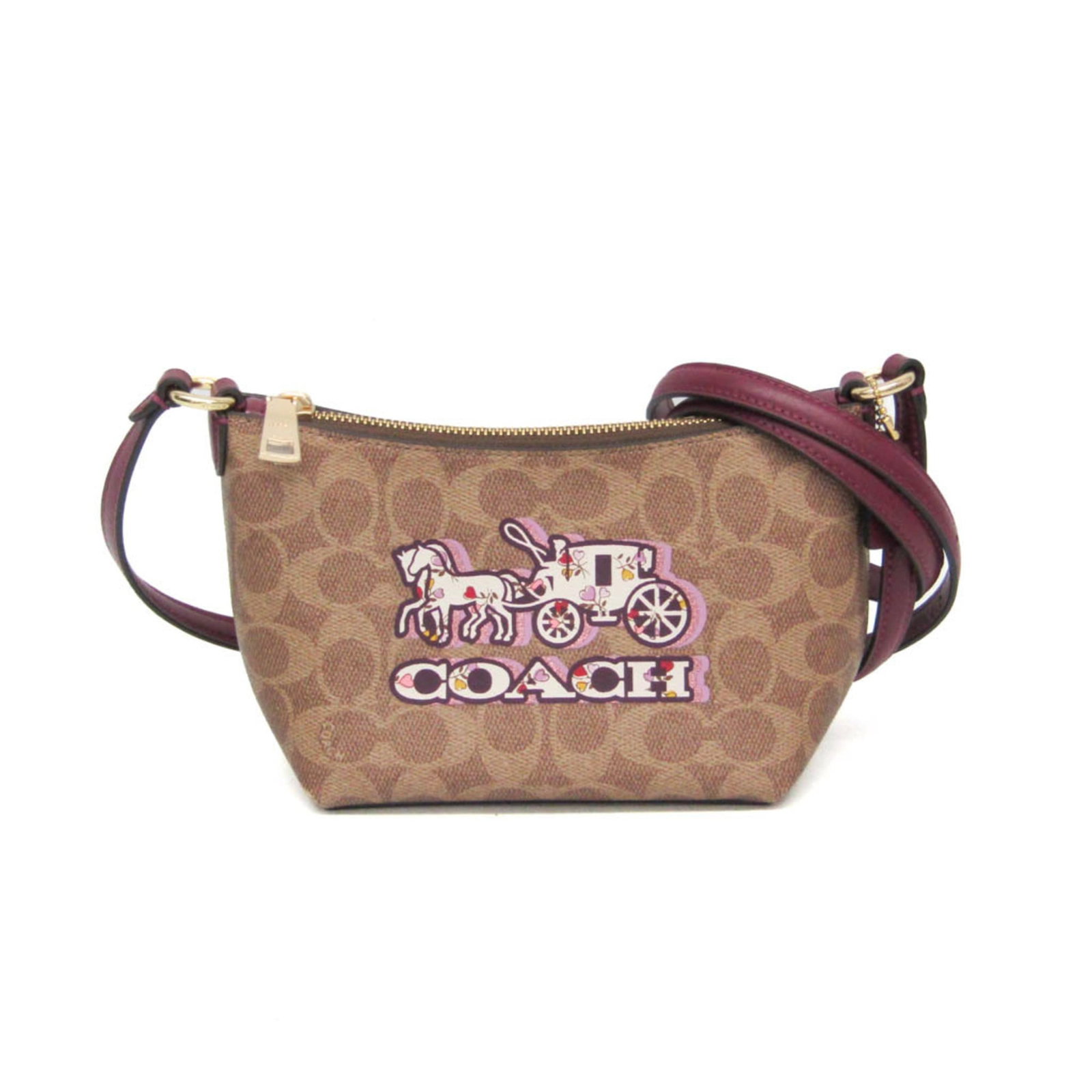 Coach Shoulder Bag Leather Pvc: Coach Shoulder Bag Leather Pvc Beige, Brown, or Purple - This Coach shoulder bag combines leather and pvc for a unique look. With its matte gold hardware and spacious interior, it's perfect for