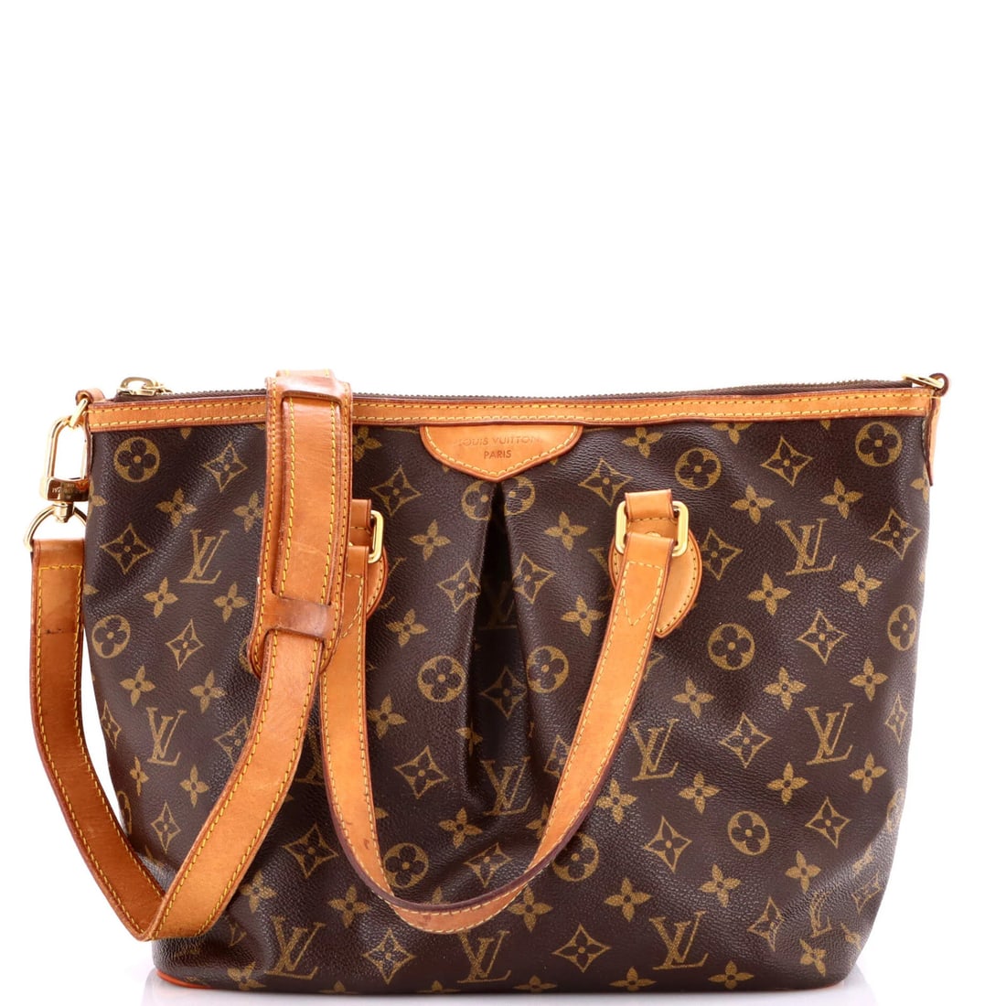 Monogram Canvas Louis Vuitton Palermo Handbag: Monogram Canvas Louis Vuitton Palermo Handbag Canvas Coated Louis Vuitton Palermo Handbag in Brown, featuring the iconic monogram pattern and gold hardware. This tote bag boasts a classic design with 