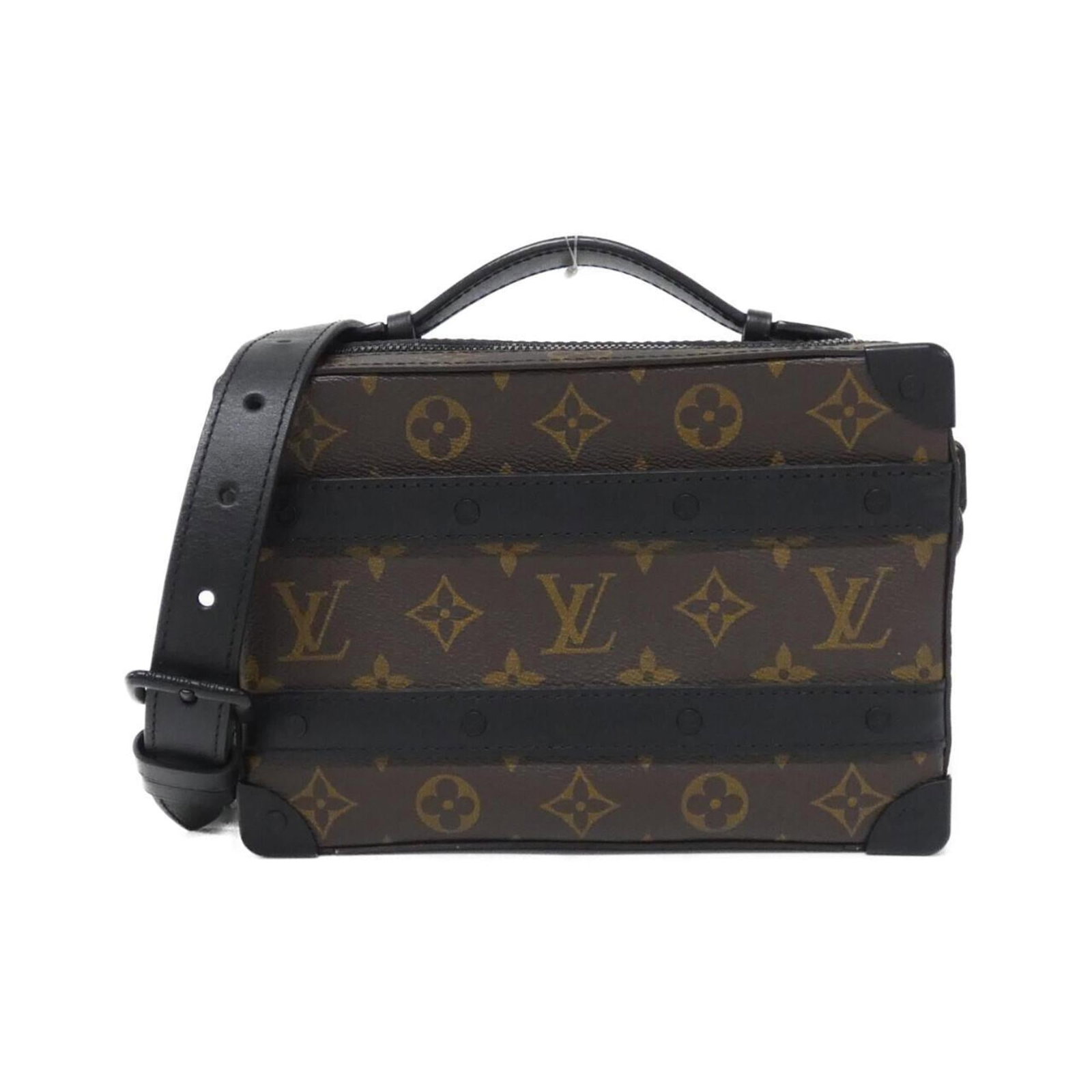 Coated Canvas By Shoulder Bag Louis Vuitton: Coated Canvas By Shoulder Bag Louis Vuitton Black and Marron Coated Canvas Louis Vuitton Shoulder Bag. This used shoulder bag features coated canvas material, with a few traces of usage visible due to