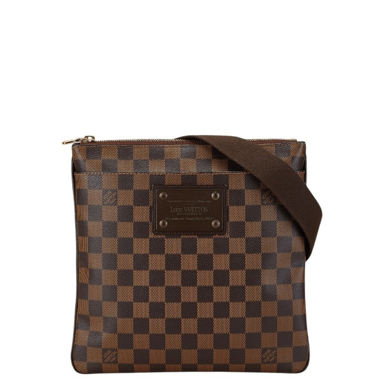Louis Vuitton Pochette Shoulder Bag Pvc Leather: Louis Vuitton Pochette Shoulder Bag Pvc Leather Pvc leather and brown Damier canvas come together in the iconic Louis Vuitton Pochette Shoulder Bag, a timeless design that exudes effortless chic. Meas