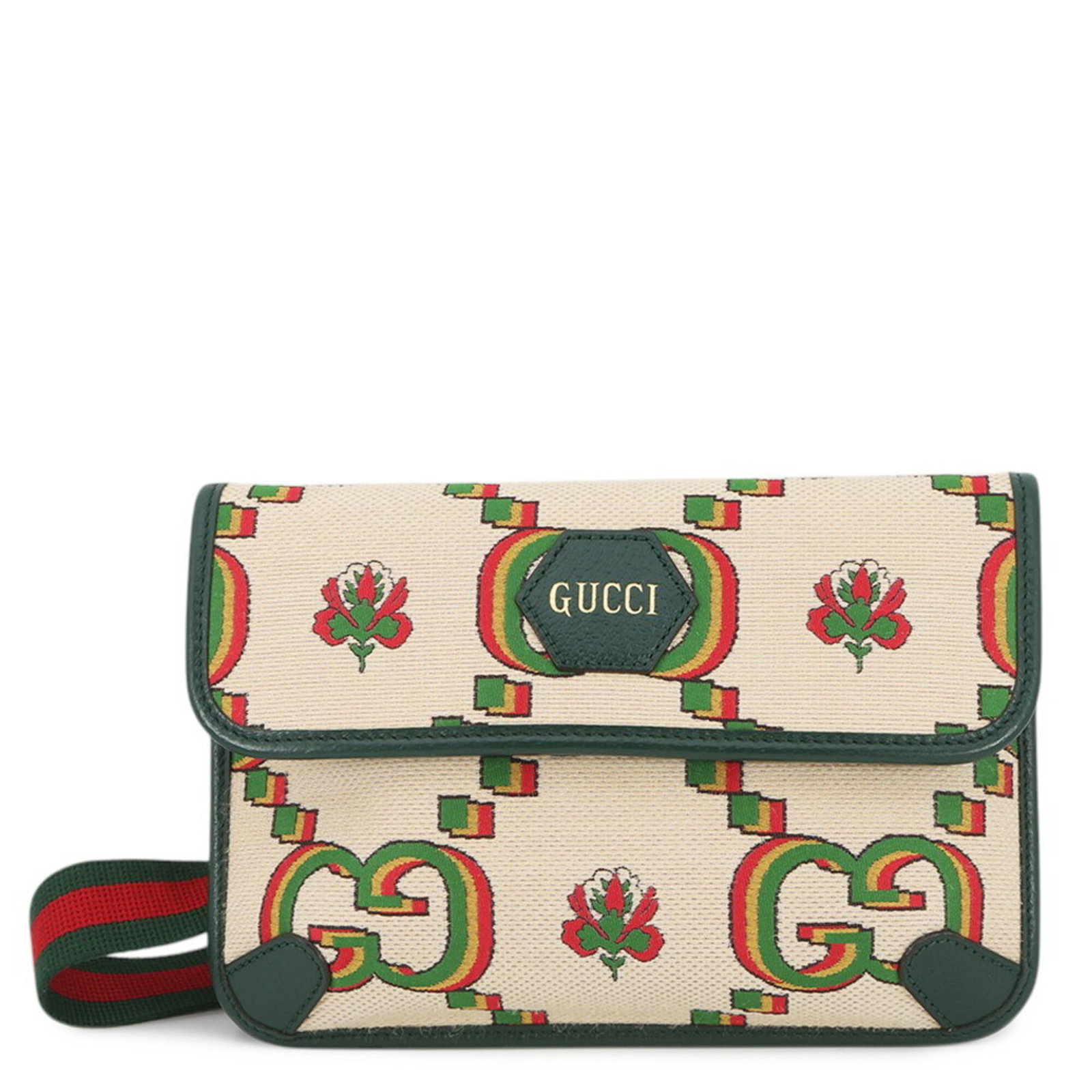 Handbag Sling Bag Canvas by Gucci: Handbag Sling Bag Canvas by Gucci Canvas by Gucci in beige and green, a versatile sling bag with a classic design. Made from canvas material, it features a few traces of usage and some