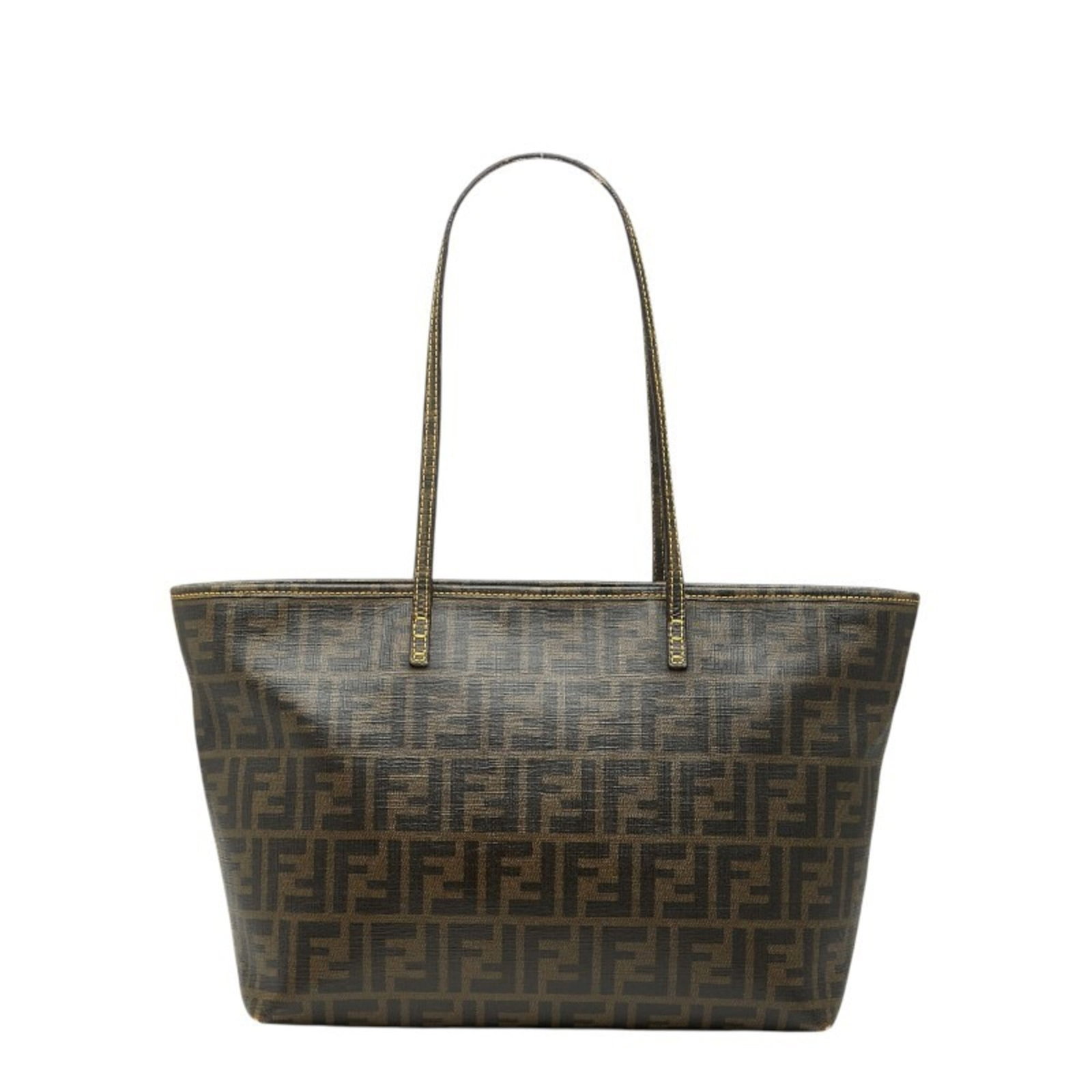 PVC Leather Fendi Tote: PVC Leather Fendi Tote PVC Leather Fendi Tote in Brown - A stylish and unique tote bag with a distinctive blend of PVC leather and genuine leather, featuring a classic design. Measuring 23cm x 31cm x 