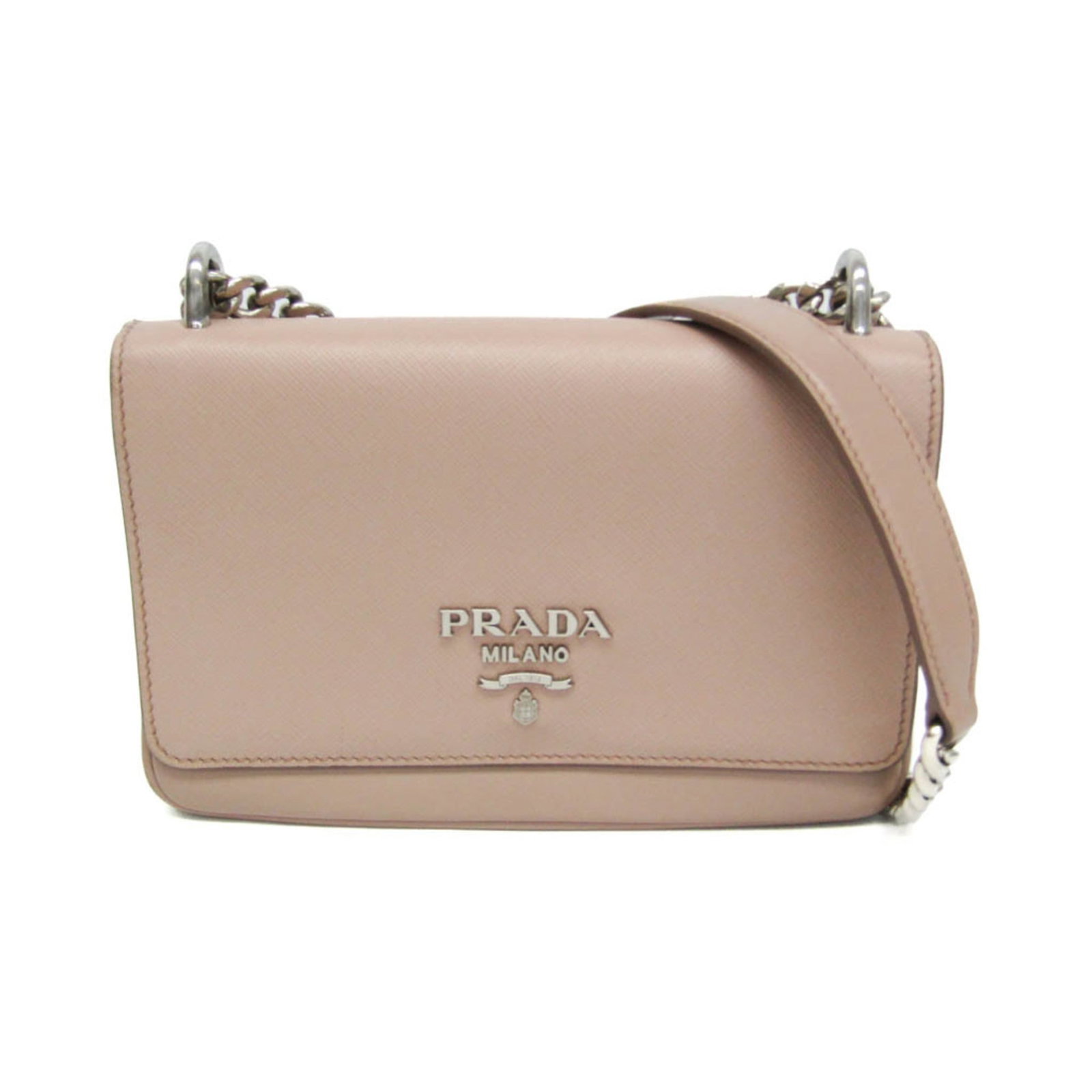Leather Shoulder Bag Prada: Leather Shoulder Bag Prada Pink Beige Prada Leather Shoulder Bag. This used, very good condition shoulder bag features high-quality leather and a magnetic snap closure. With its classic design and com