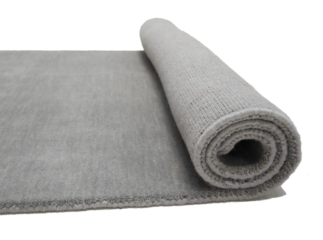 Solid Hand Loomed Gray Gabbeh Wool Runner Rug Home Decor Carpet - 13