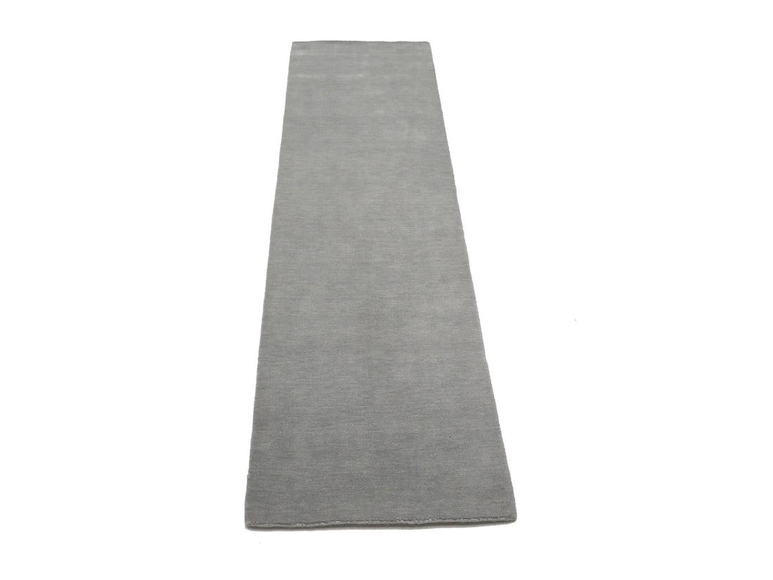 Solid Hand Loomed Gray Gabbeh Wool Runner Rug Home Decor Carpet - 3