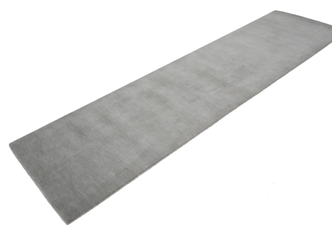 Solid Hand Loomed Gray Gabbeh Wool Runner Rug Home Decor Carpet - 5