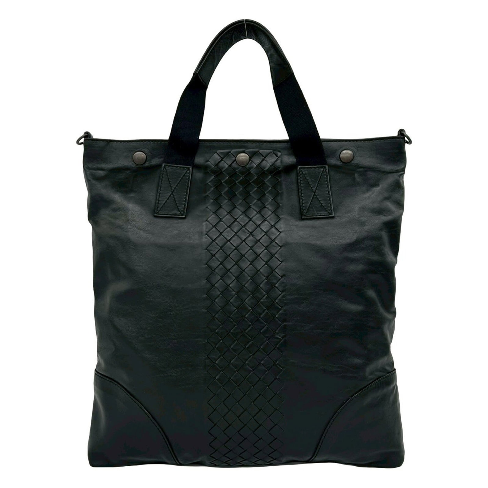Leather Tote Bag from Bottega Veneta: Leather Tote Bag from Bottega Veneta Bottega Veneta's iconic leather tote bag boasts a timeless design, with its classic black color and understated elegance. Measuring 34.5cm x 31.5cm x 3.5cm, this