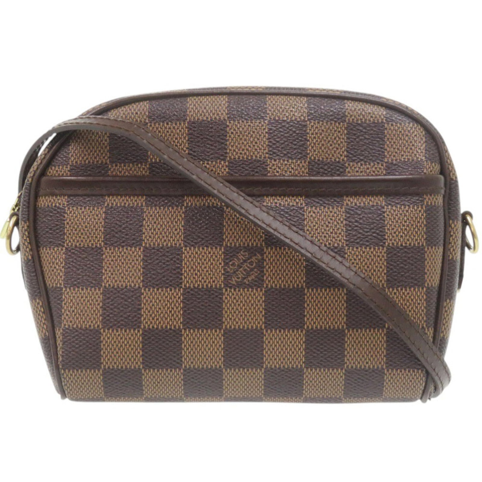 Canvas Damier Pochette Bag Vuitton Louis: Canvas Damier Pochette Bag Vuitton Louis Damier canvas pattern adds visual interest to this pre-owned Louis Vuitton pochette bag. The brown color and classic design make it a timeless accessory, while