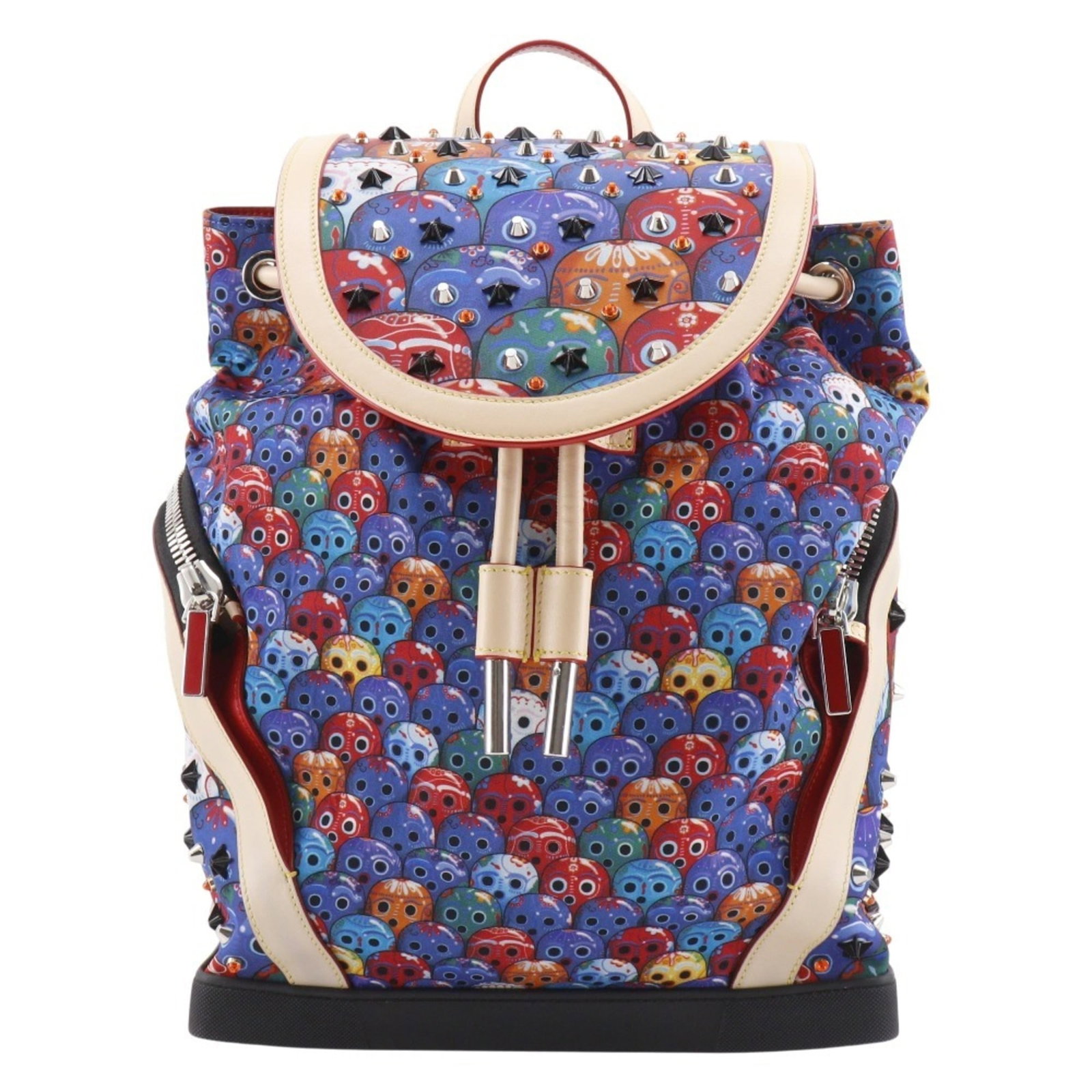 Nylon Leather Backpack by Christian Louboutin: Nylon Leather Backpack by Christian Louboutin Nylon Leather Backpack by Christian Louboutin - A statement piece with a unique blend of materials, featuring a magnet closure and adjustable strap