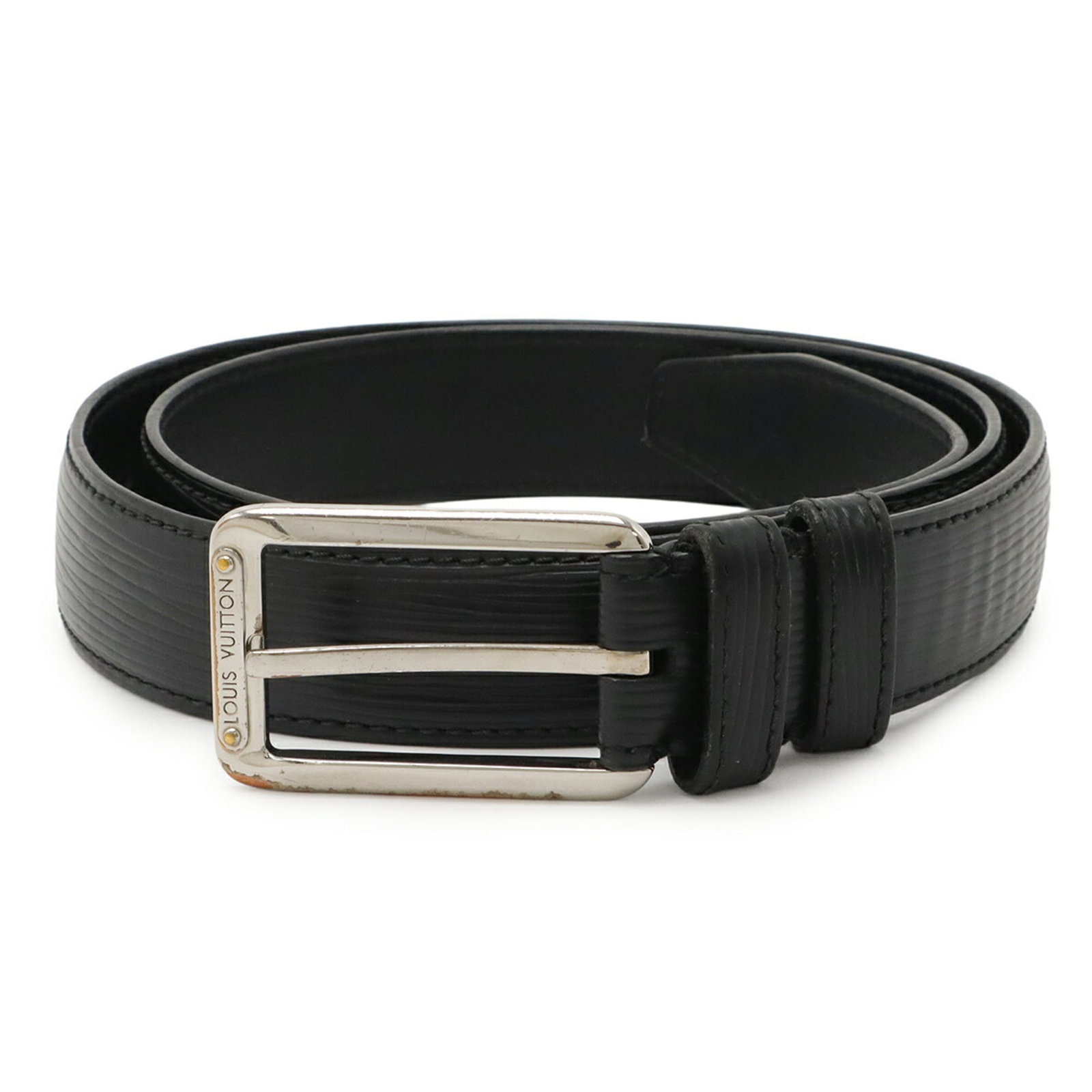 Standard Belt by Louis Vuitton: Standard Belt by Louis Vuitton Standard Belt by Louis Vuitton, made from Epi Leather in Noir color. Measuring 91.5cm - 101.5cm, it features a classic design with traces of usage and minor scratches vi