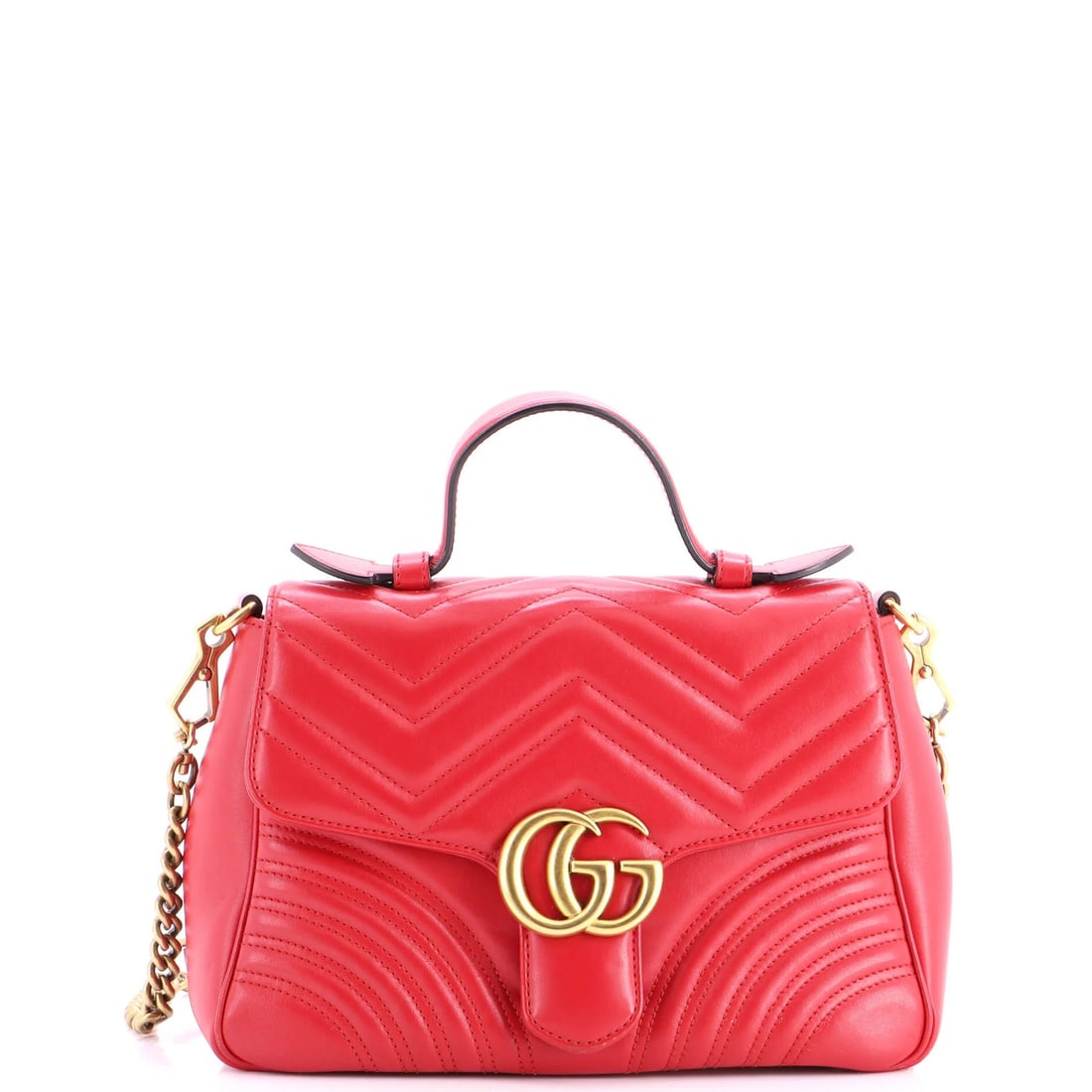 Gucci GG Marmont Top Handle Flap Bag Matelasse Leather Small (1 of 6)